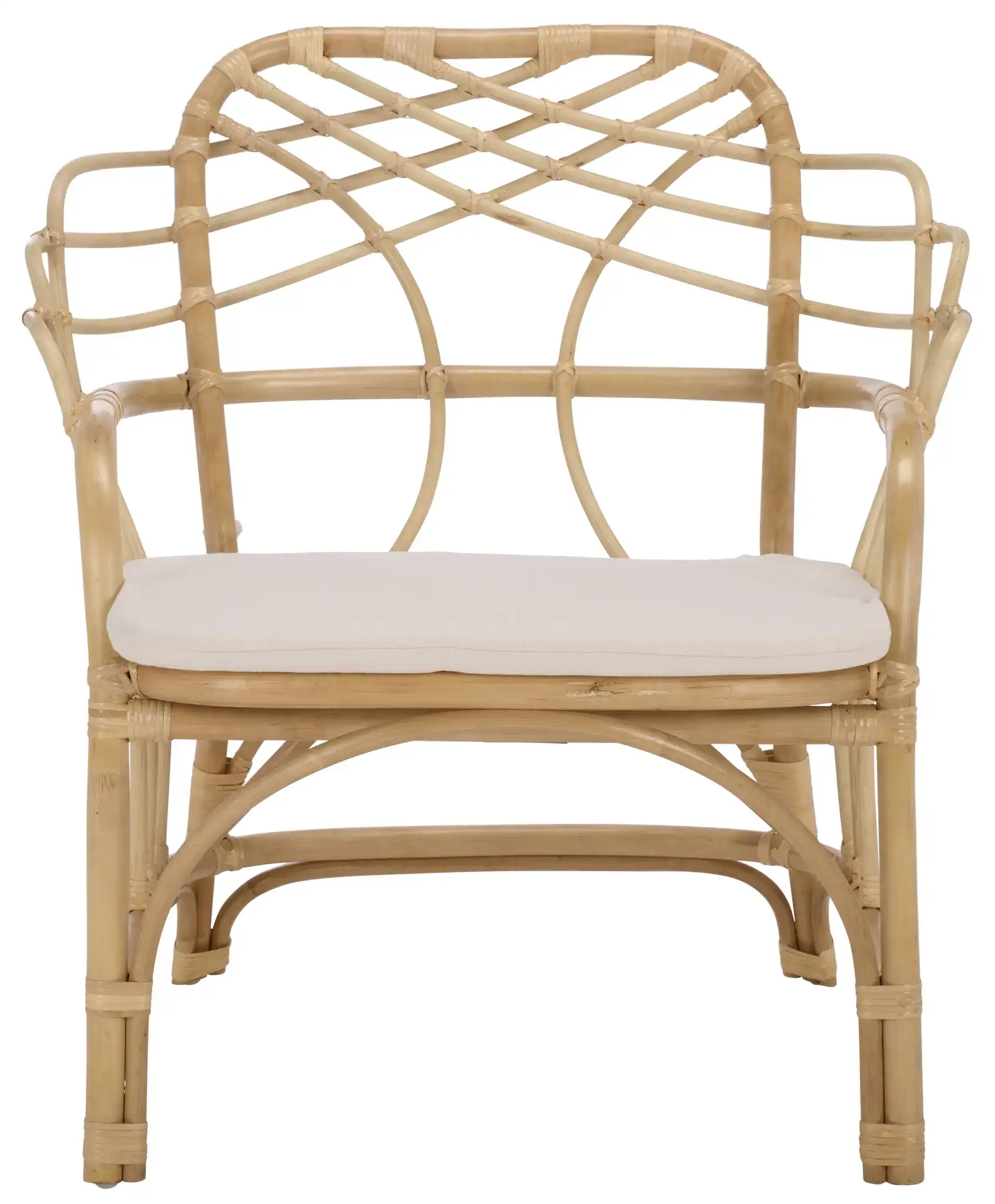 Junie Rattan Dining Chair in Natural / Cream, detail view