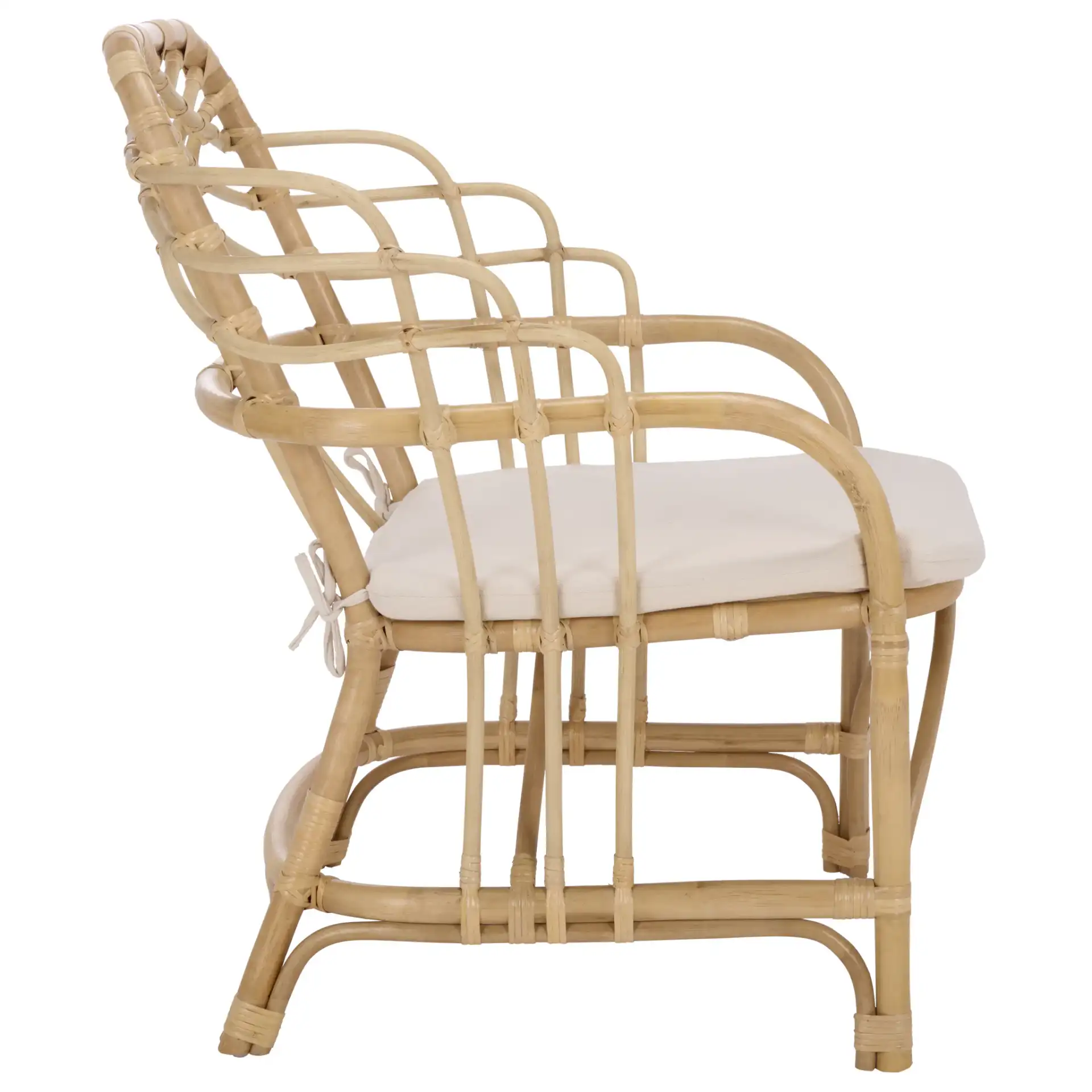 Junie Rattan Dining Chair in Natural / Cream, detail view