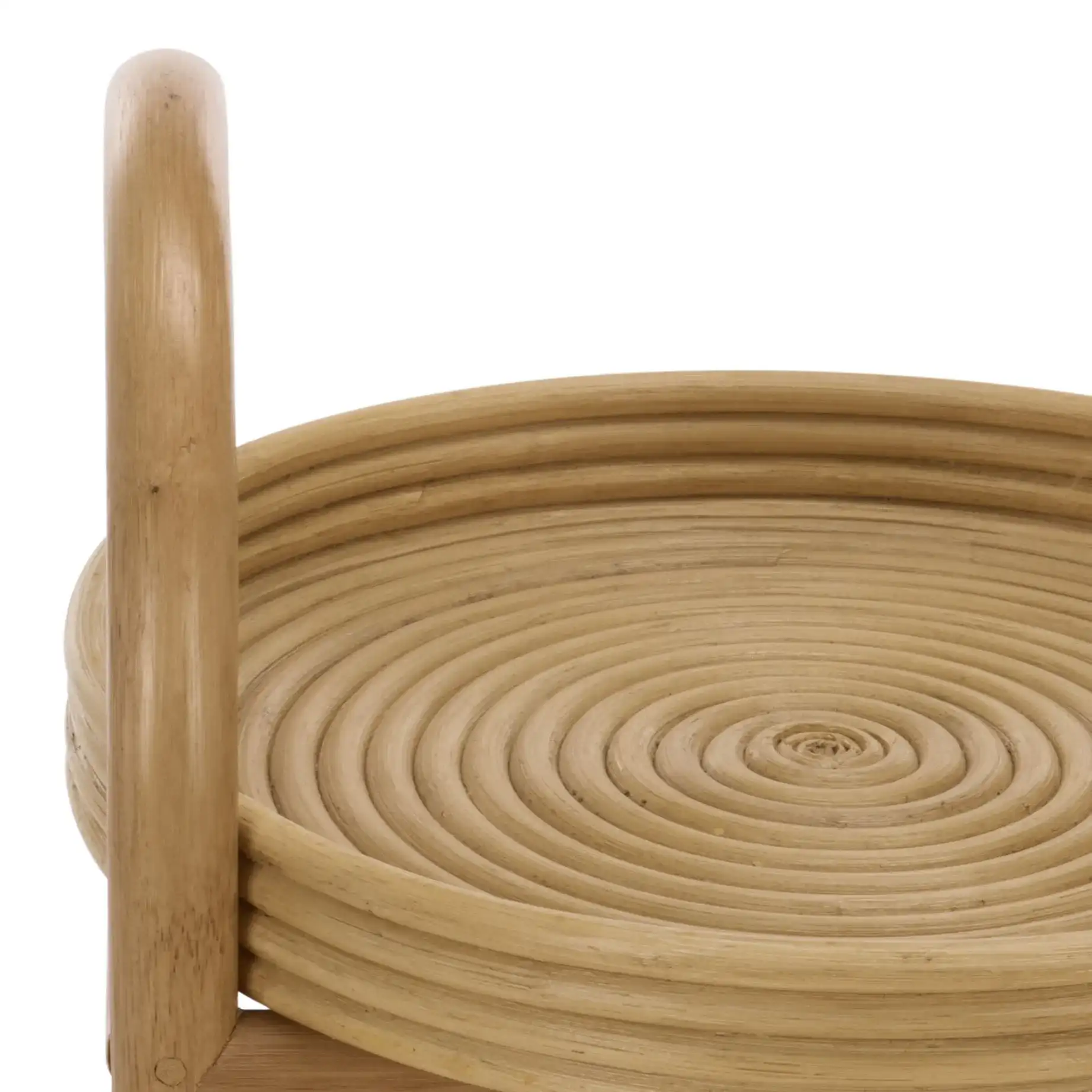 Lynda 2 Tiered Rattan Accent Table in Natural in a styled room