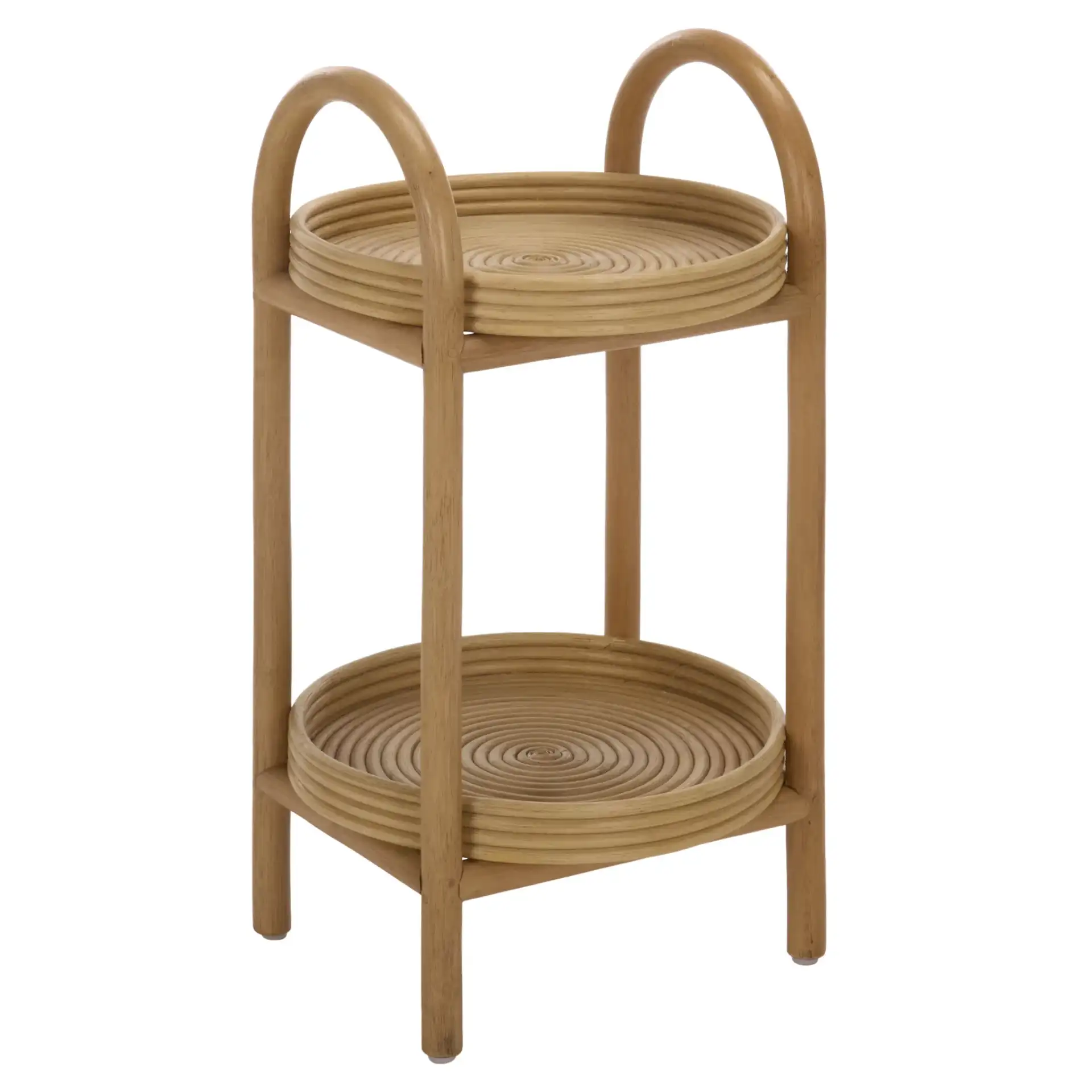Lynda 2 Tiered Rattan Accent Table in Natural, detail view