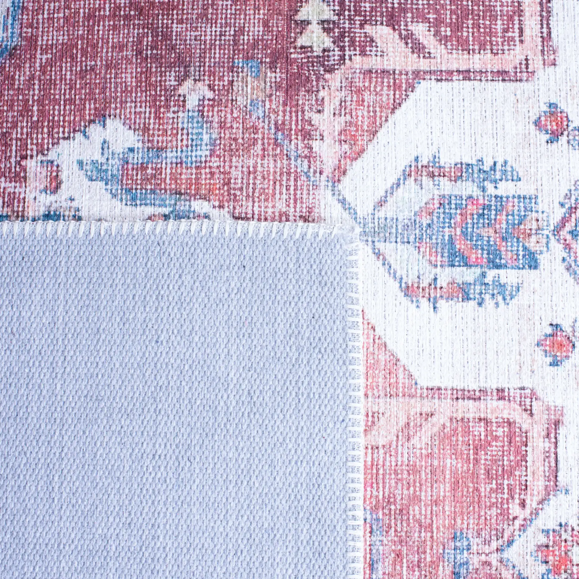 Serapi Panel Medallion Washable Rug in Red / Ivory in a styled room