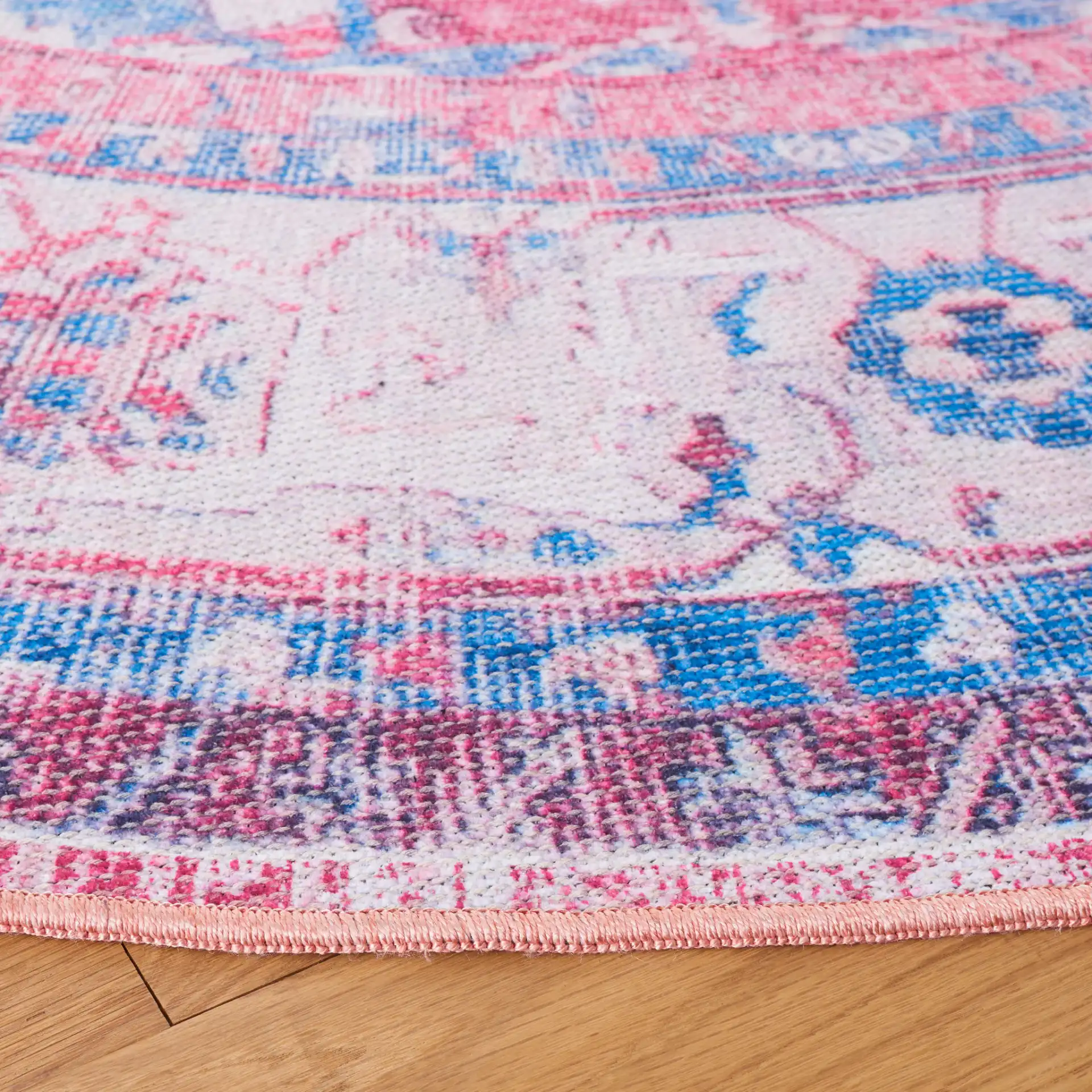 Serapi Panel Medallion Washable Rug in Red / Ivory in a styled room