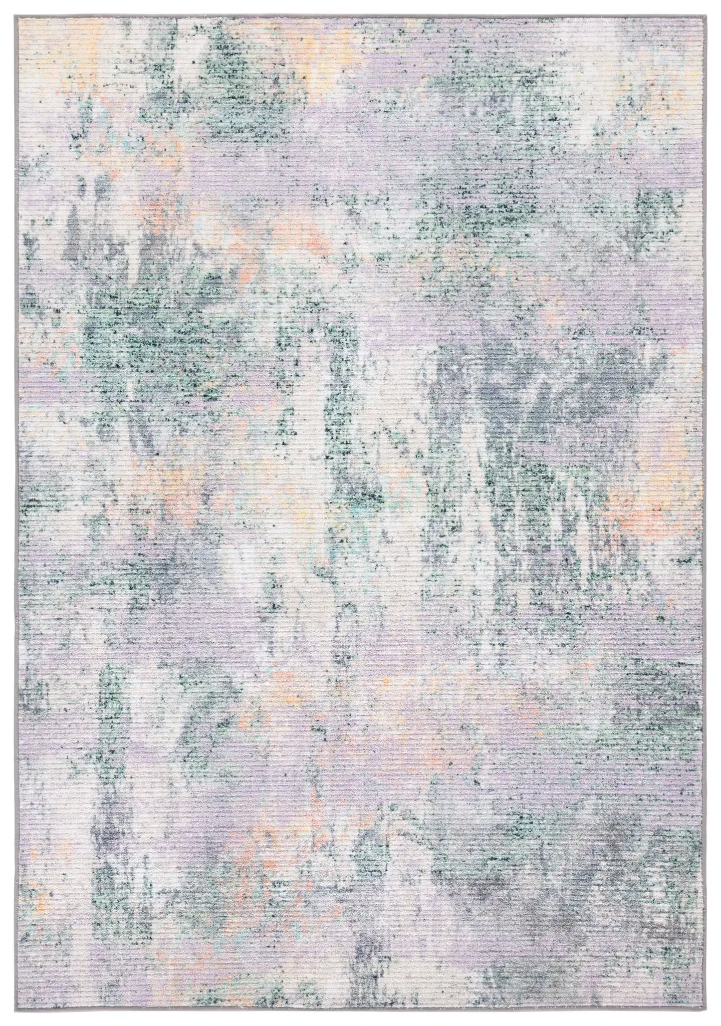 Sequoia Distressed Abstract Washable Rug in Green / Purple