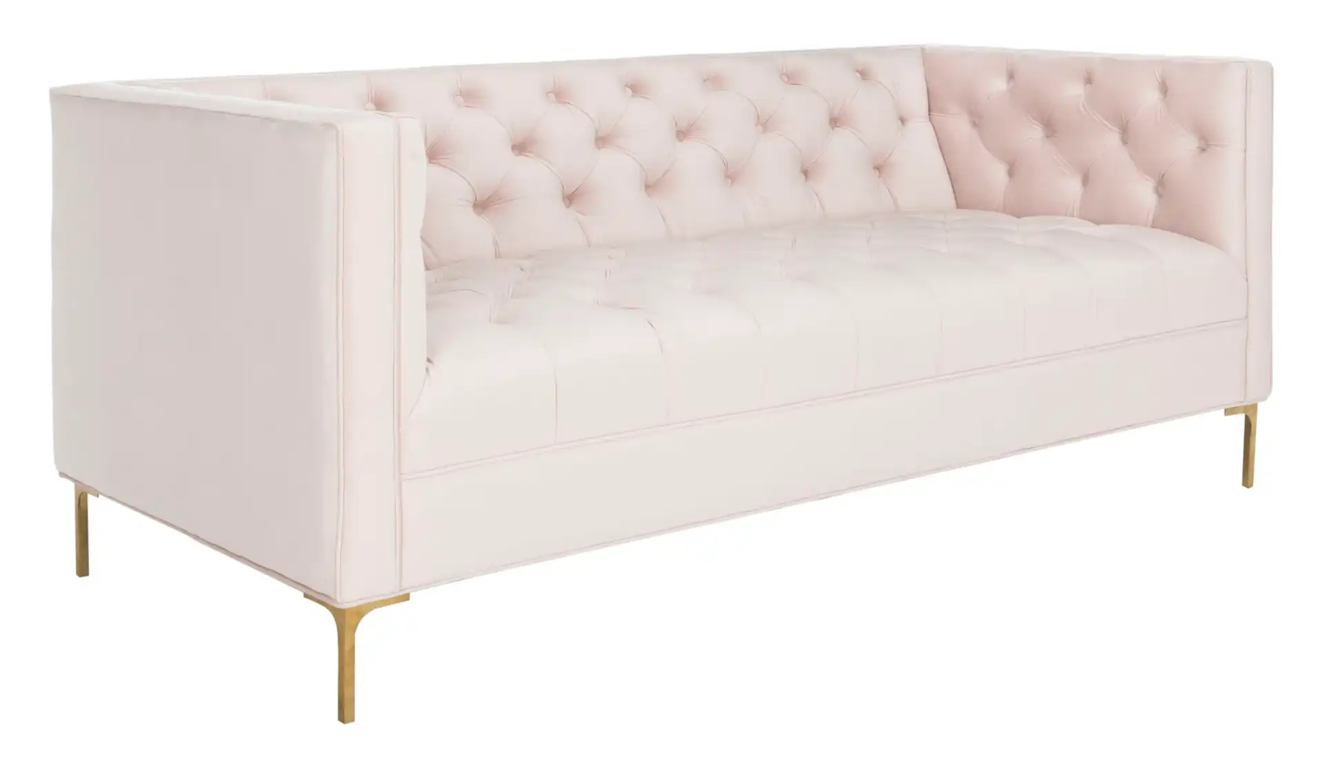 Vydia Tufted Sofa in Blush / Gold, detail view