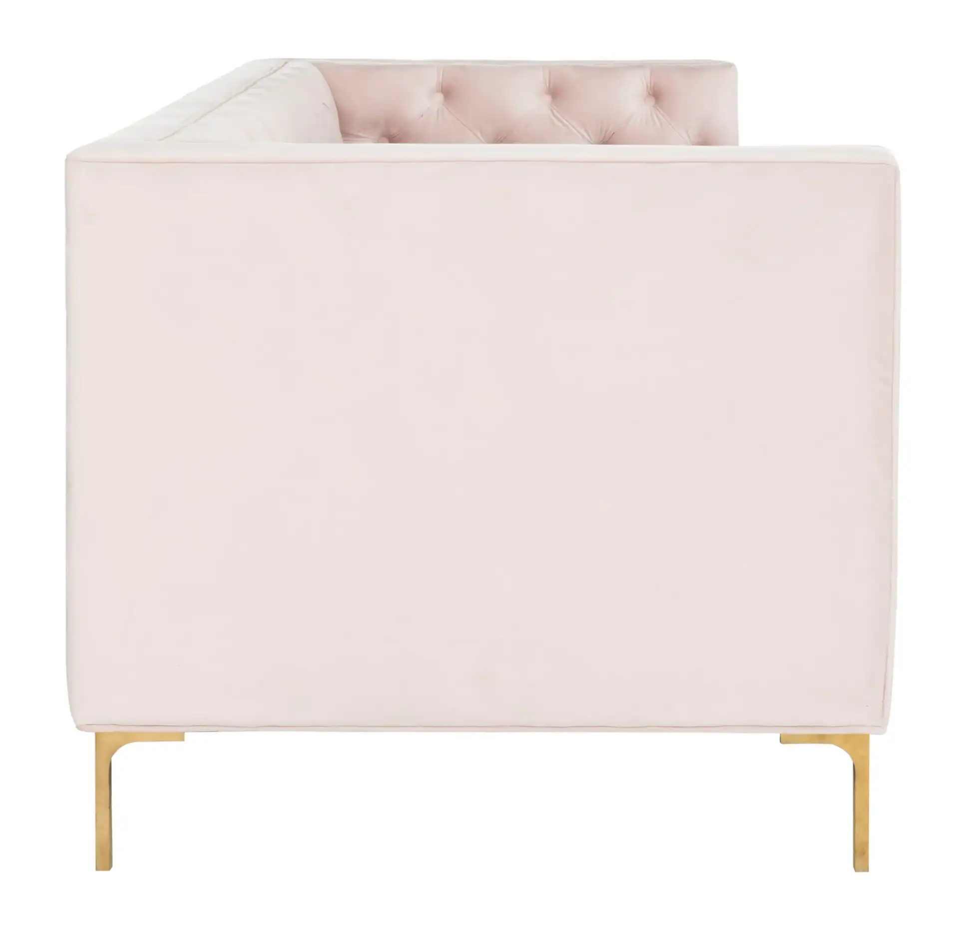 Vydia Tufted Sofa in Blush / Gold, detail view