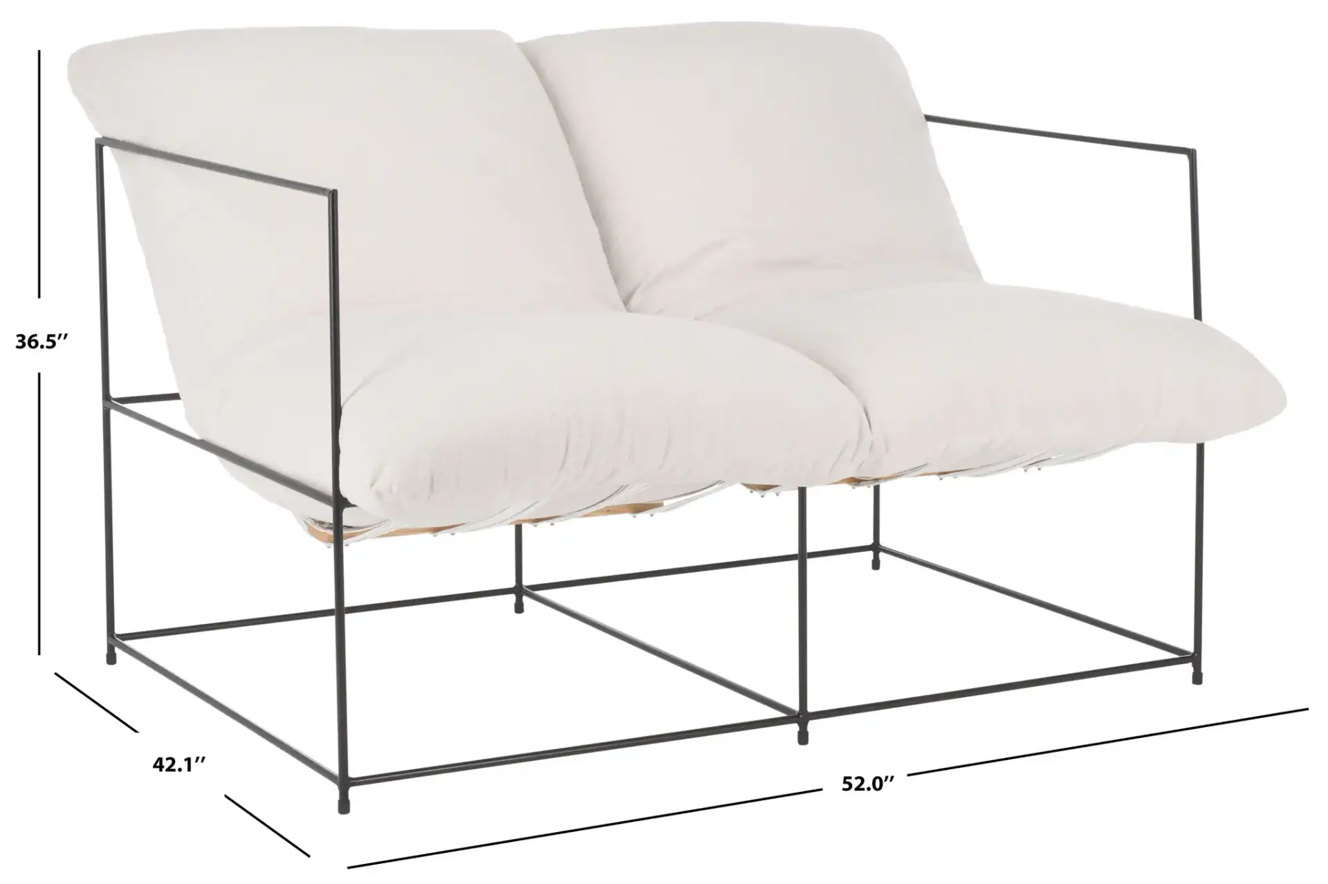 Portland Pillow Top Sofa in Ivory / Black, detail view
