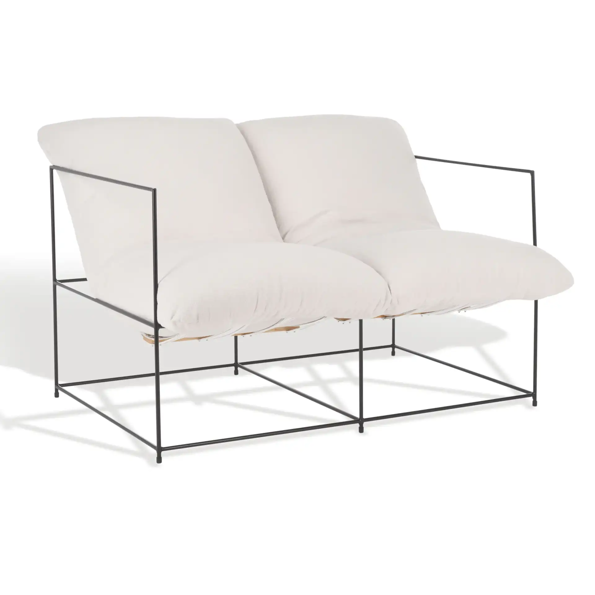 Portland Pillow Top Sofa in Ivory / Black, detail view
