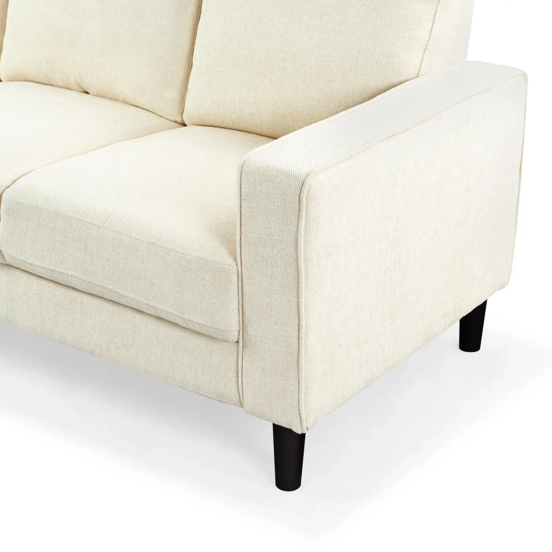 Felicianya Modern Three-Seater Sofa in Light Gray in a styled room