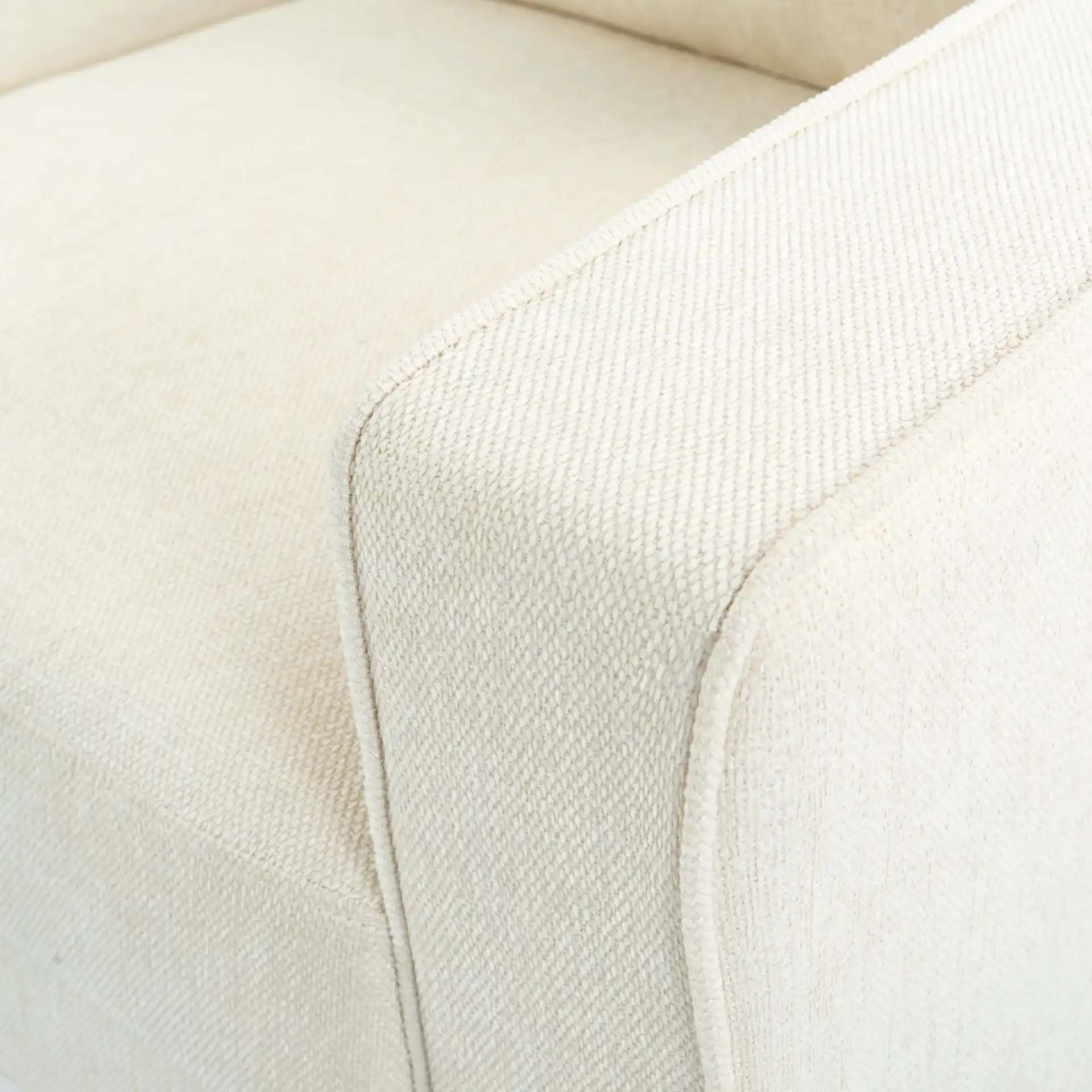 Felicianya Modern Three-Seater Sofa in Light Gray in a styled room