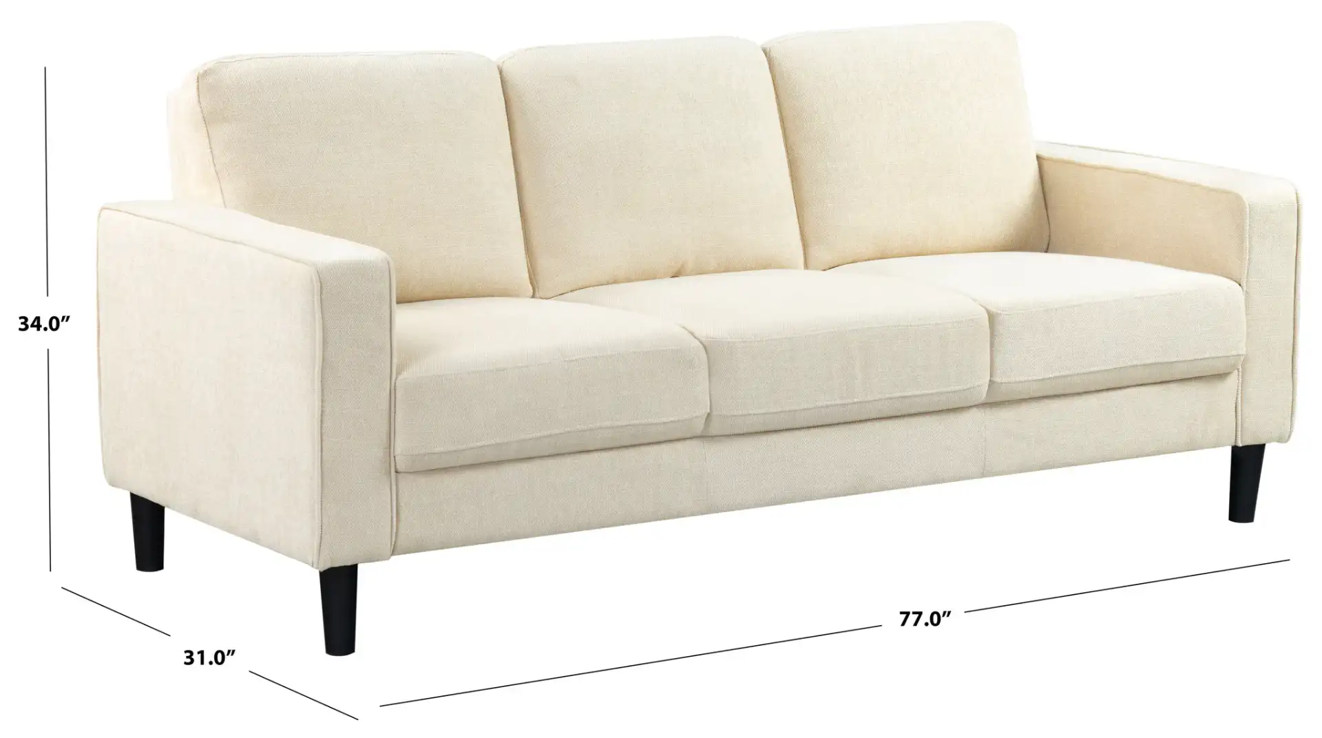Felicianya Modern Three-Seater Sofa in Light Gray, detail view