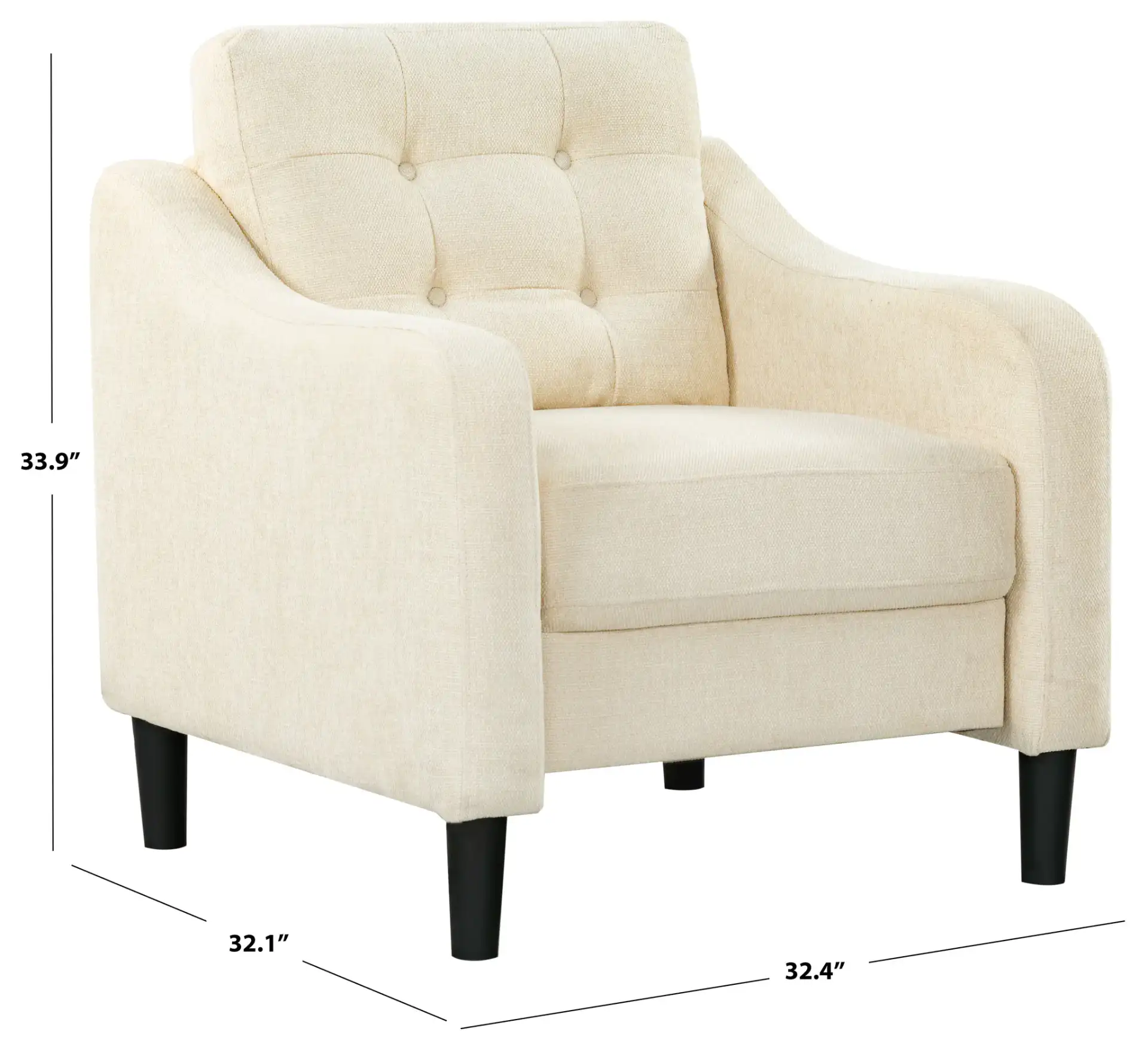 Nathaniel Tufted Back Accent Chair in Cream, detail view