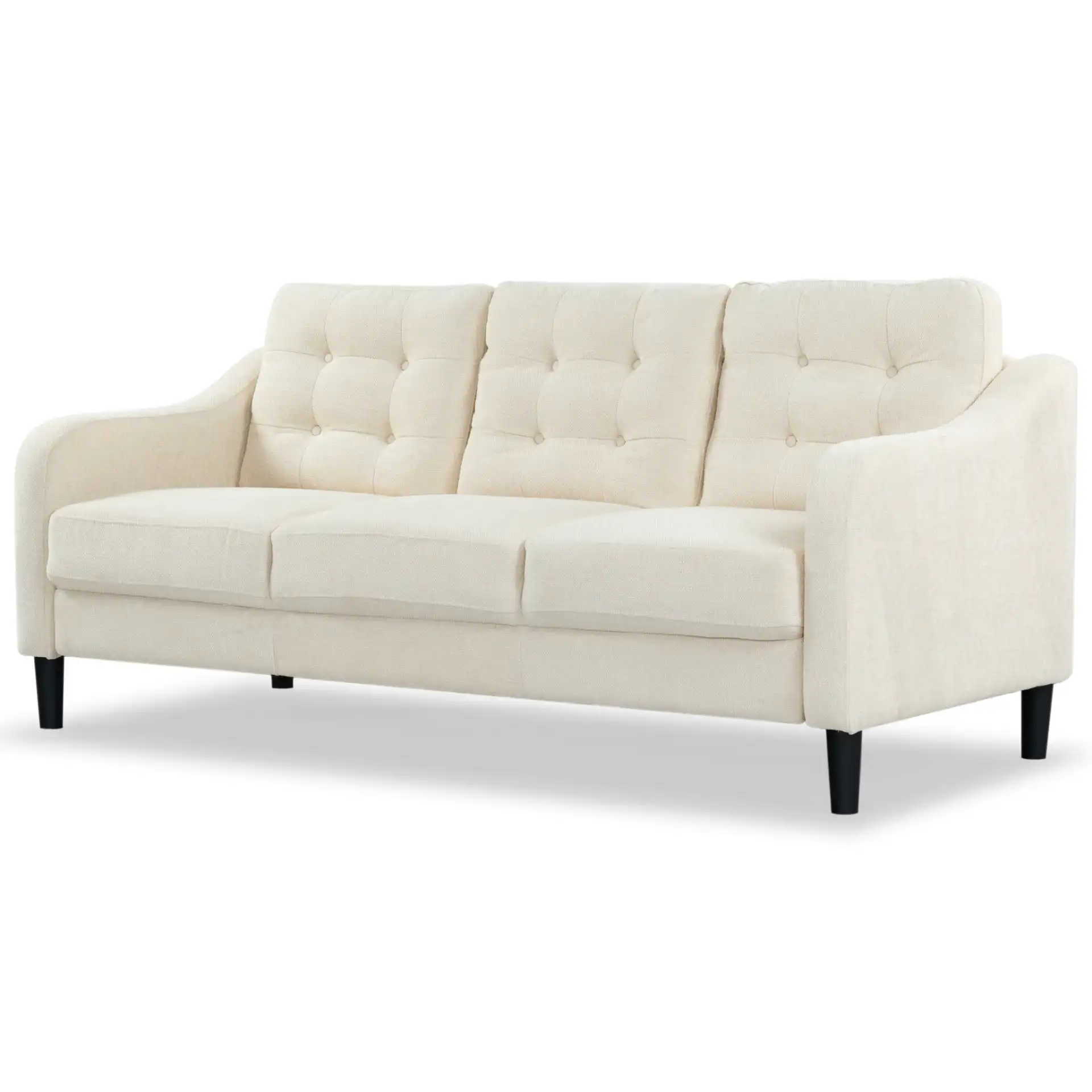 Nathaniel Tufted Three-Seater Sofa in Cream, detail view