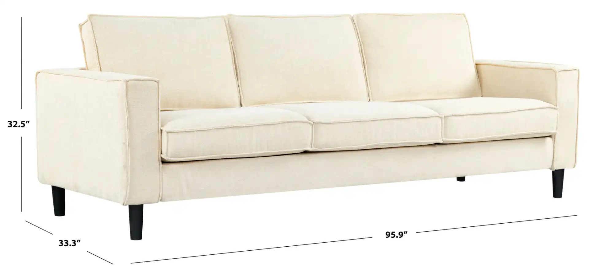 Kalyna Three-Seater Sofa in Cream, detail view