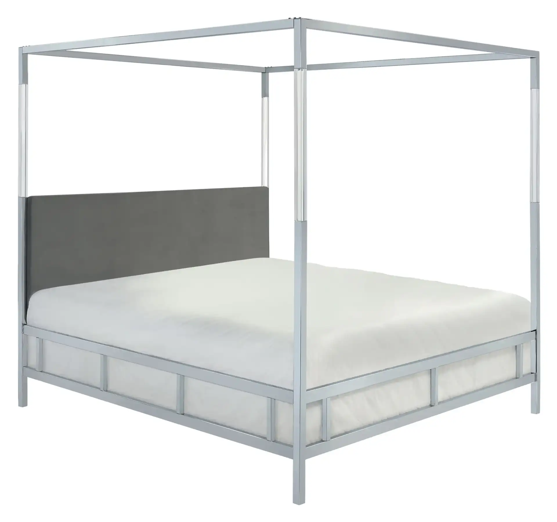 Dorothy Acrylic Canopy Bed in Gold / Gray, detail view