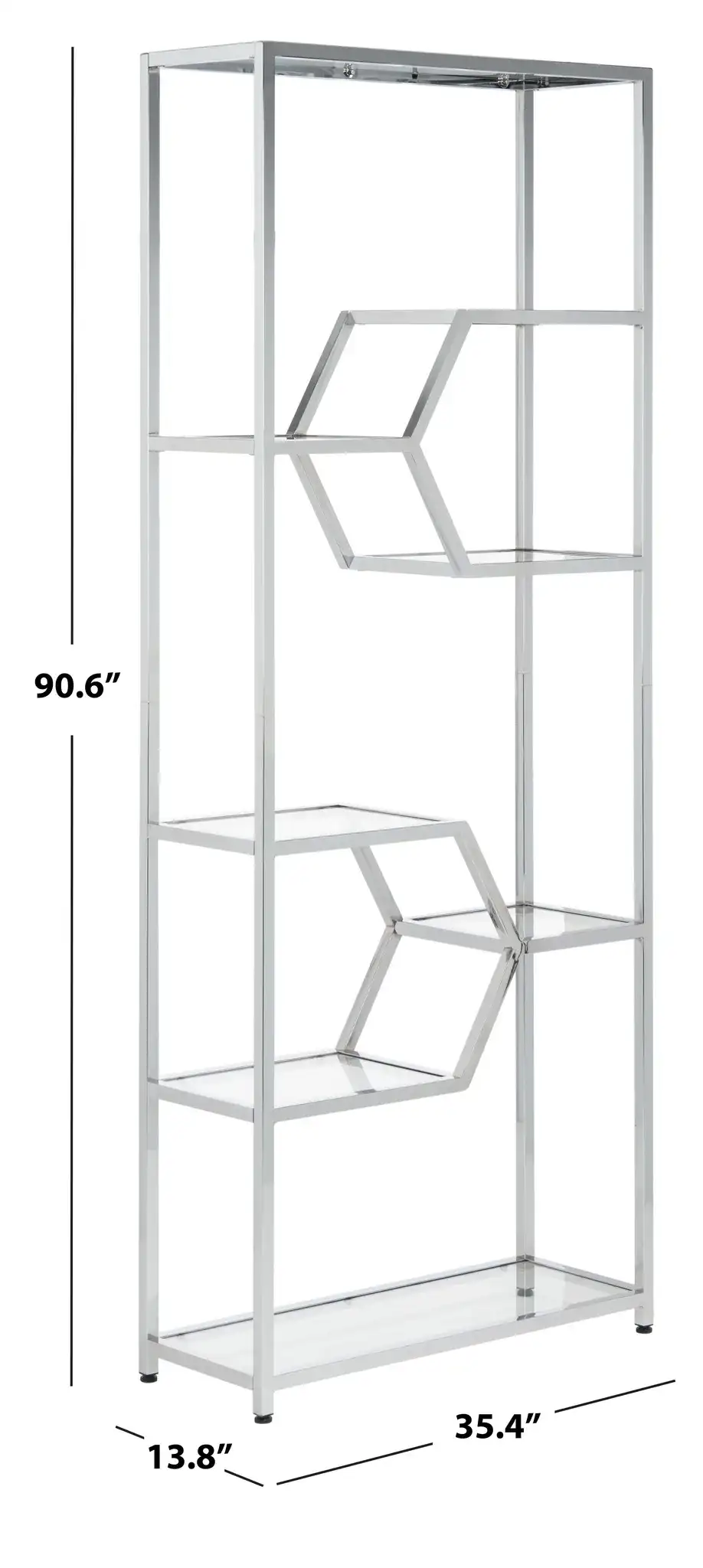 Benoit Chrome Bookcase in Chrome, detail view