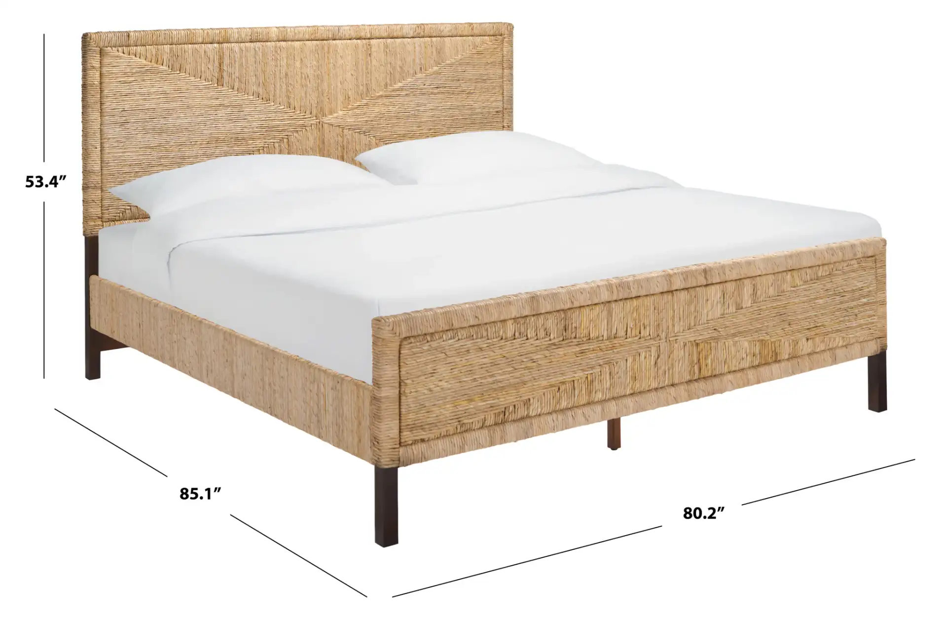 Willa Woven Banana Stem Bed in Natural / Brown, detail view