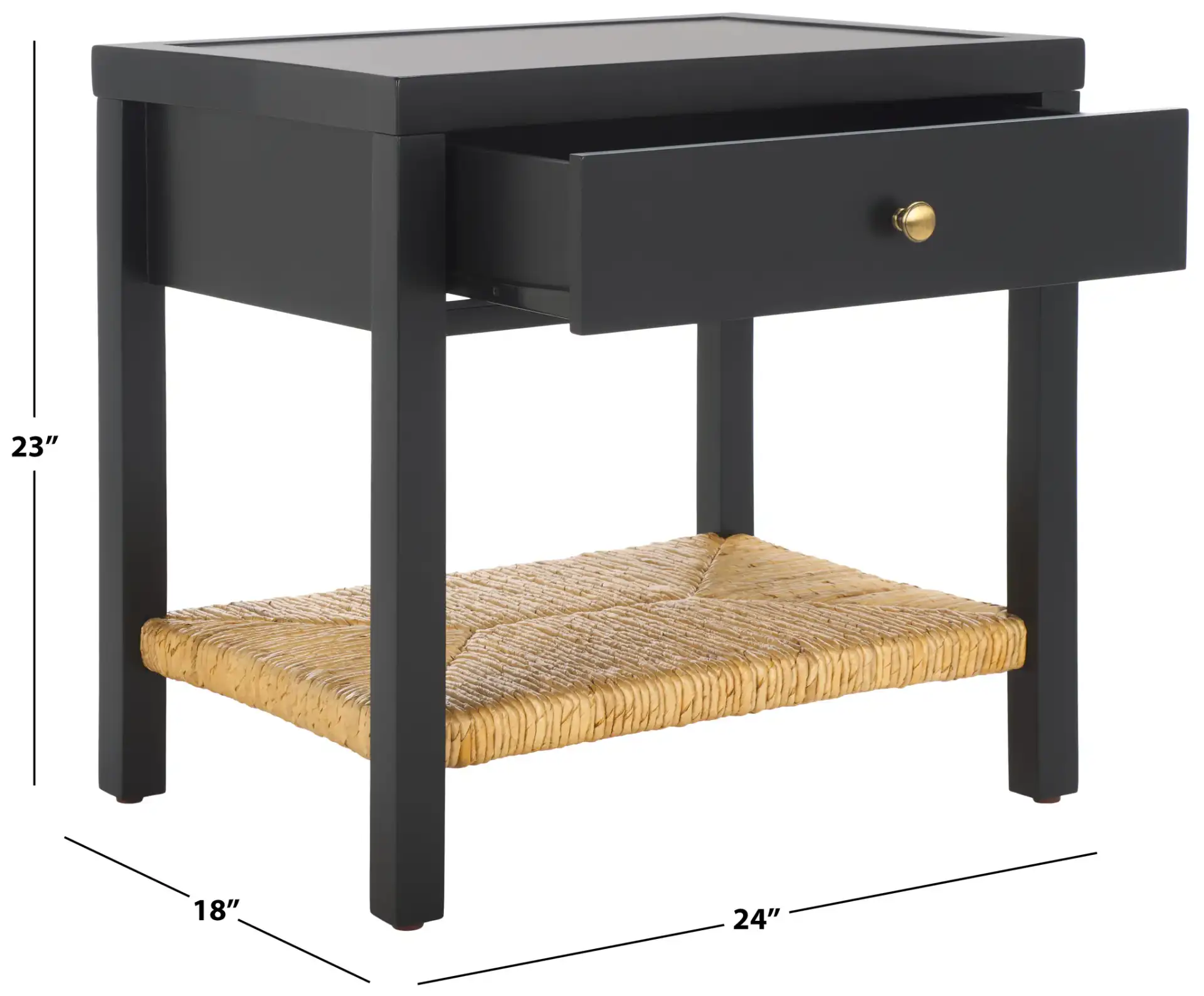 Berlynne Banana Stem Nightstand in Black / Natural, detail view