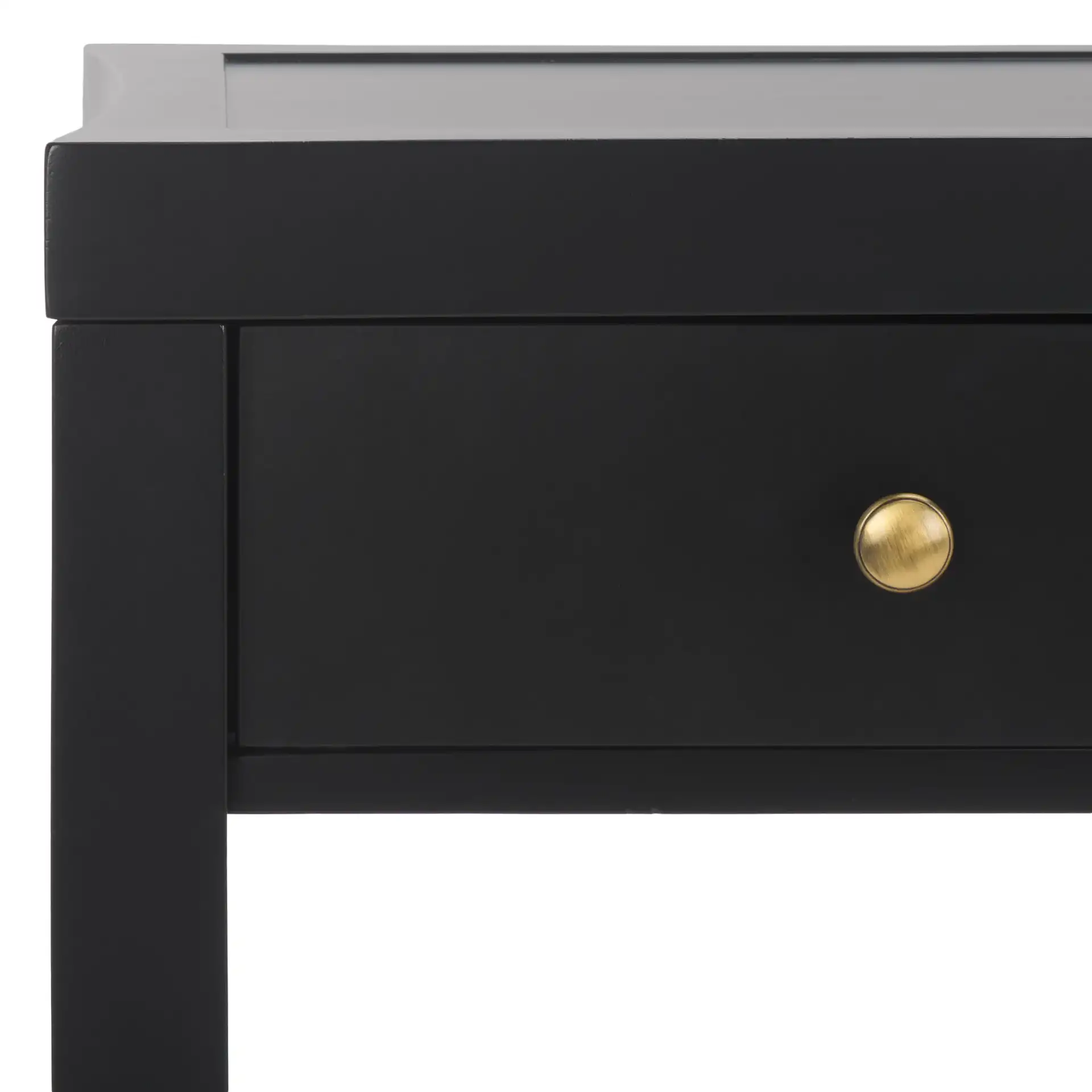 Berlynne Banana Console Table in Black / Natural in a styled room