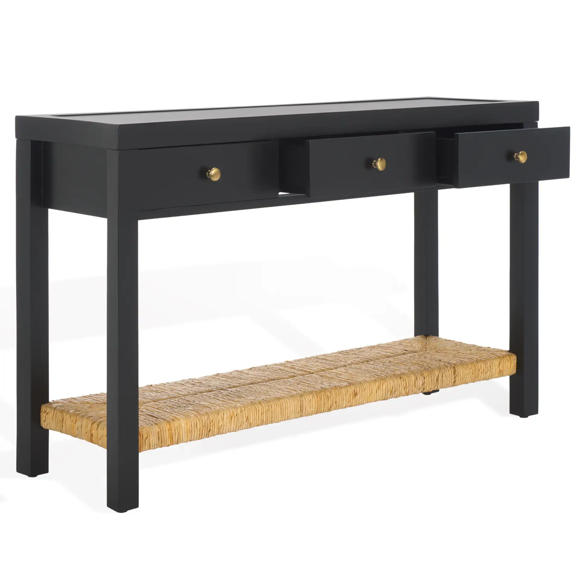 Berlynne Banana Console Table in Black / Natural, detail view