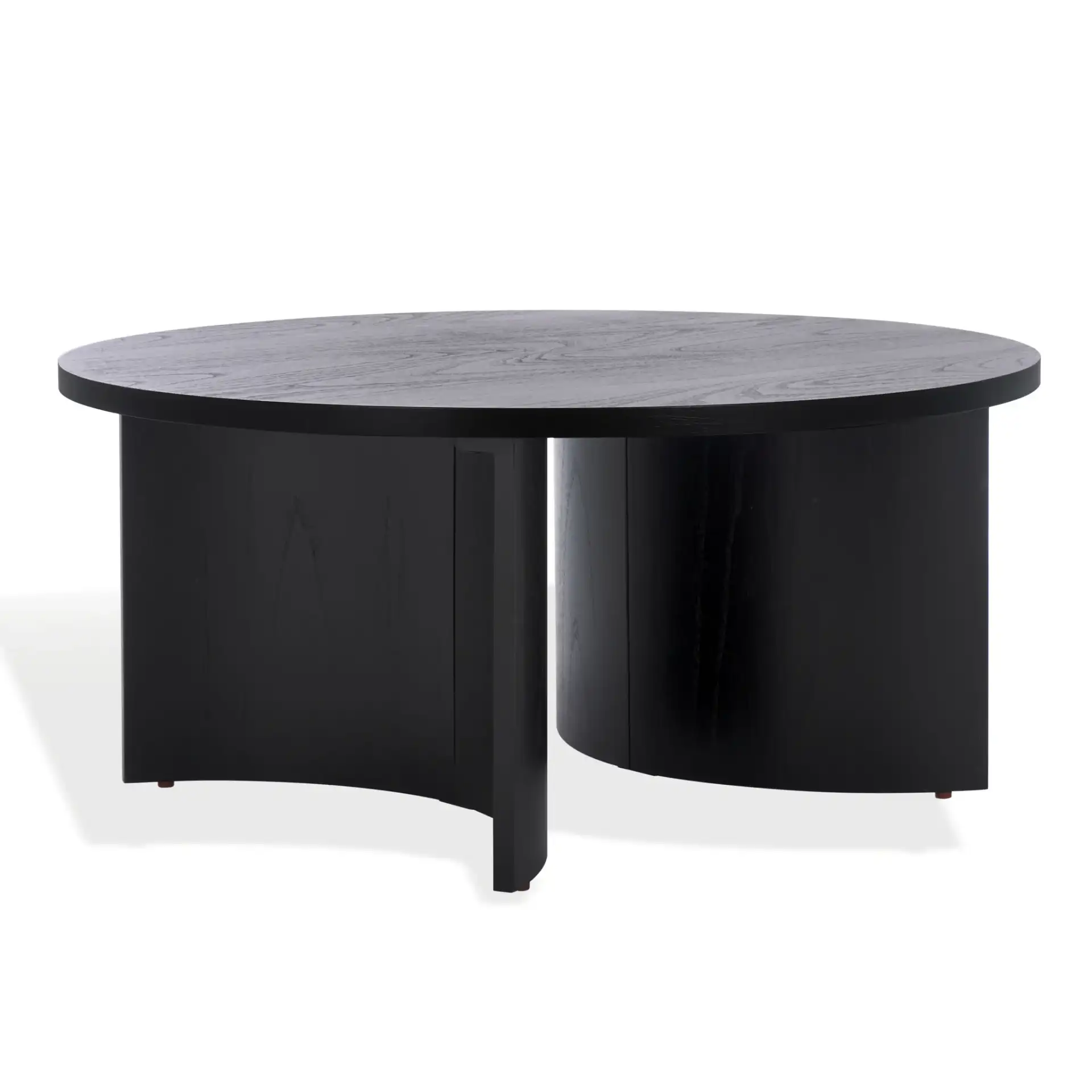 Audriella Round Wood Coffee Table in Black, detail view