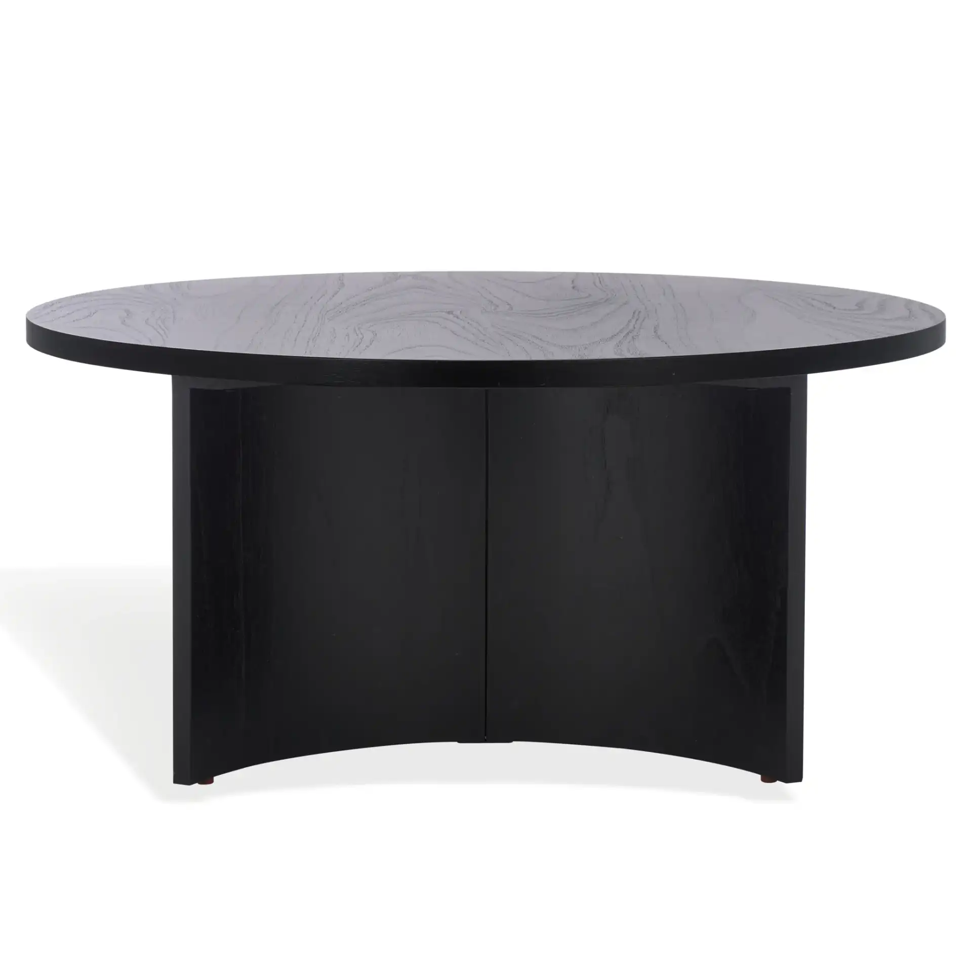 Audriella Round Wood Coffee Table in Black, detail view
