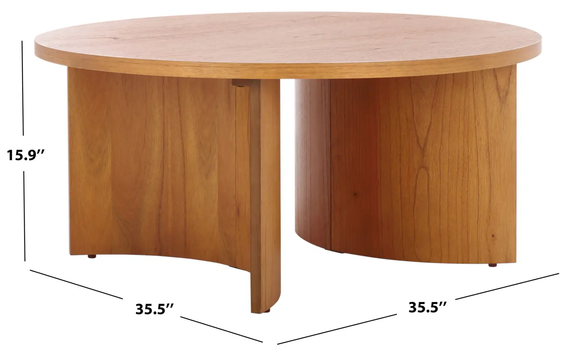 Audriella Round Wood Coffee Table in Natural, detail view