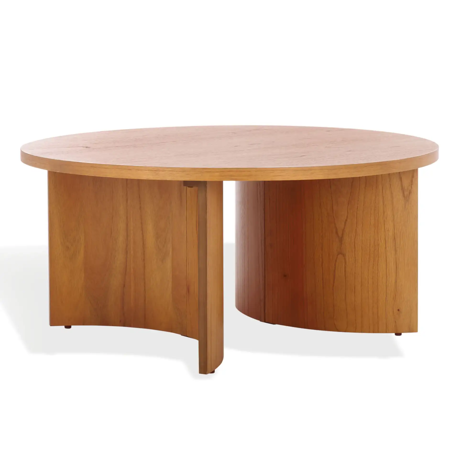 Audriella Round Wood Coffee Table in Natural, detail view