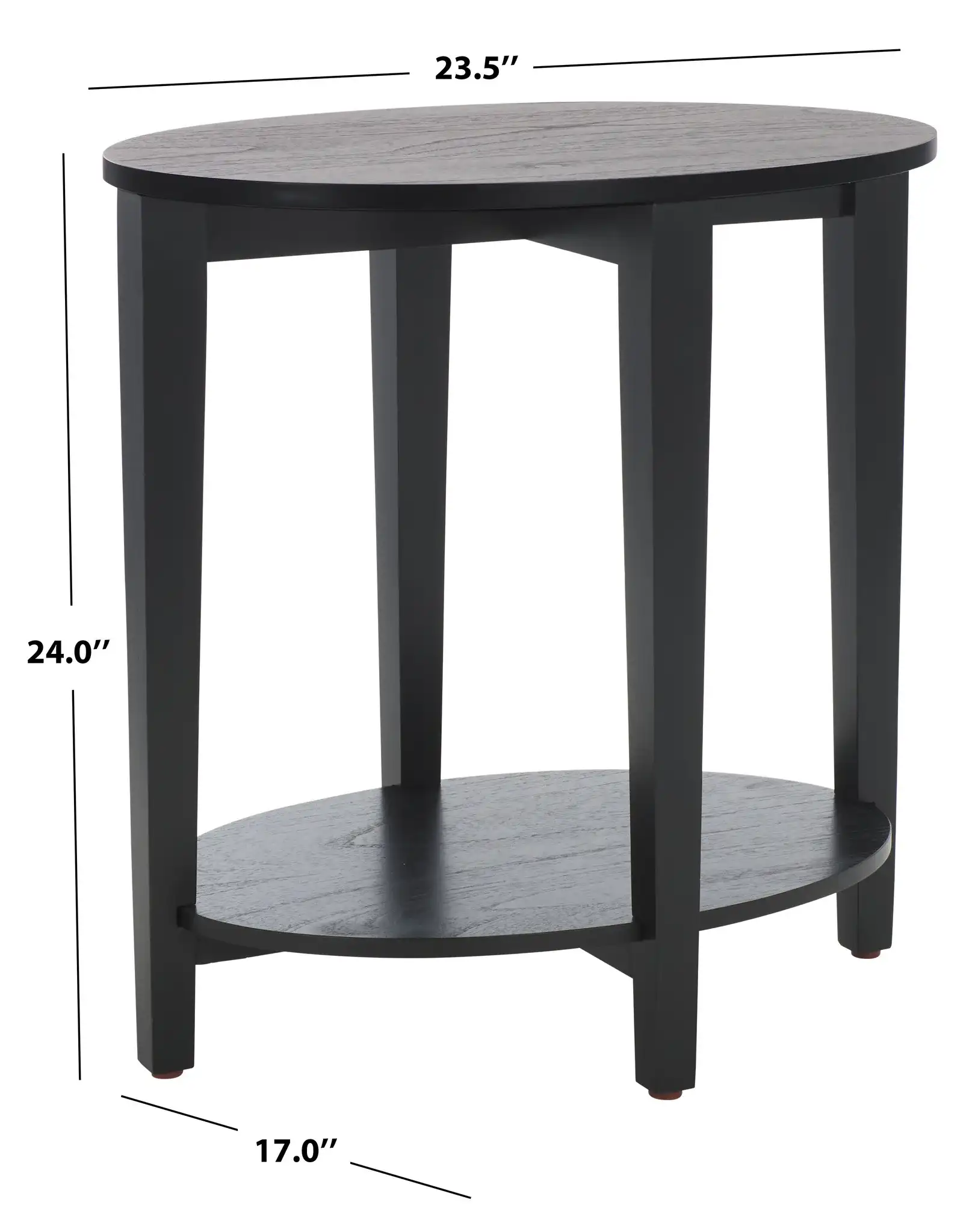 Leonardi Oval Wood Accent Table in Black, detail view