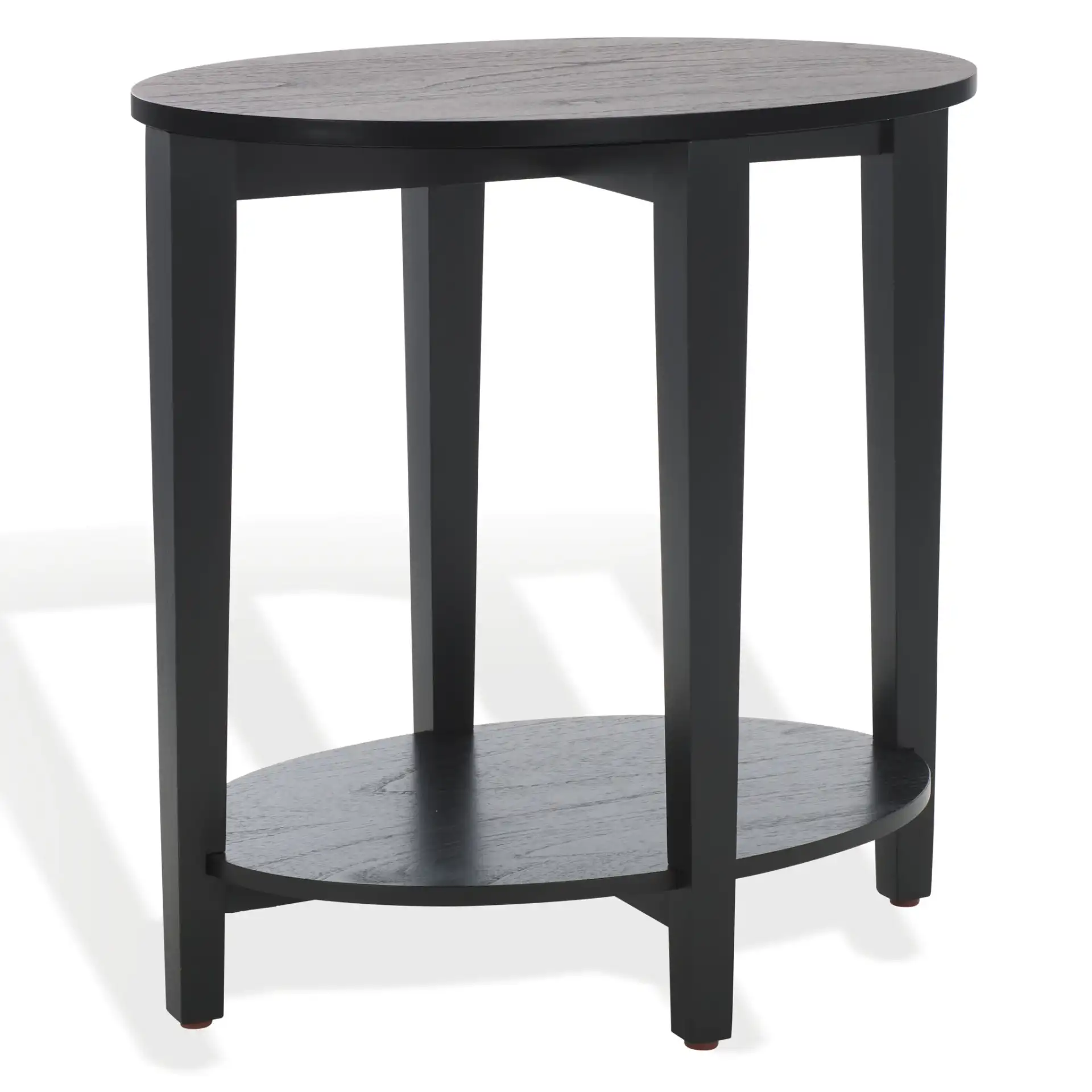 Leonardi Oval Wood Accent Table in Black, detail view
