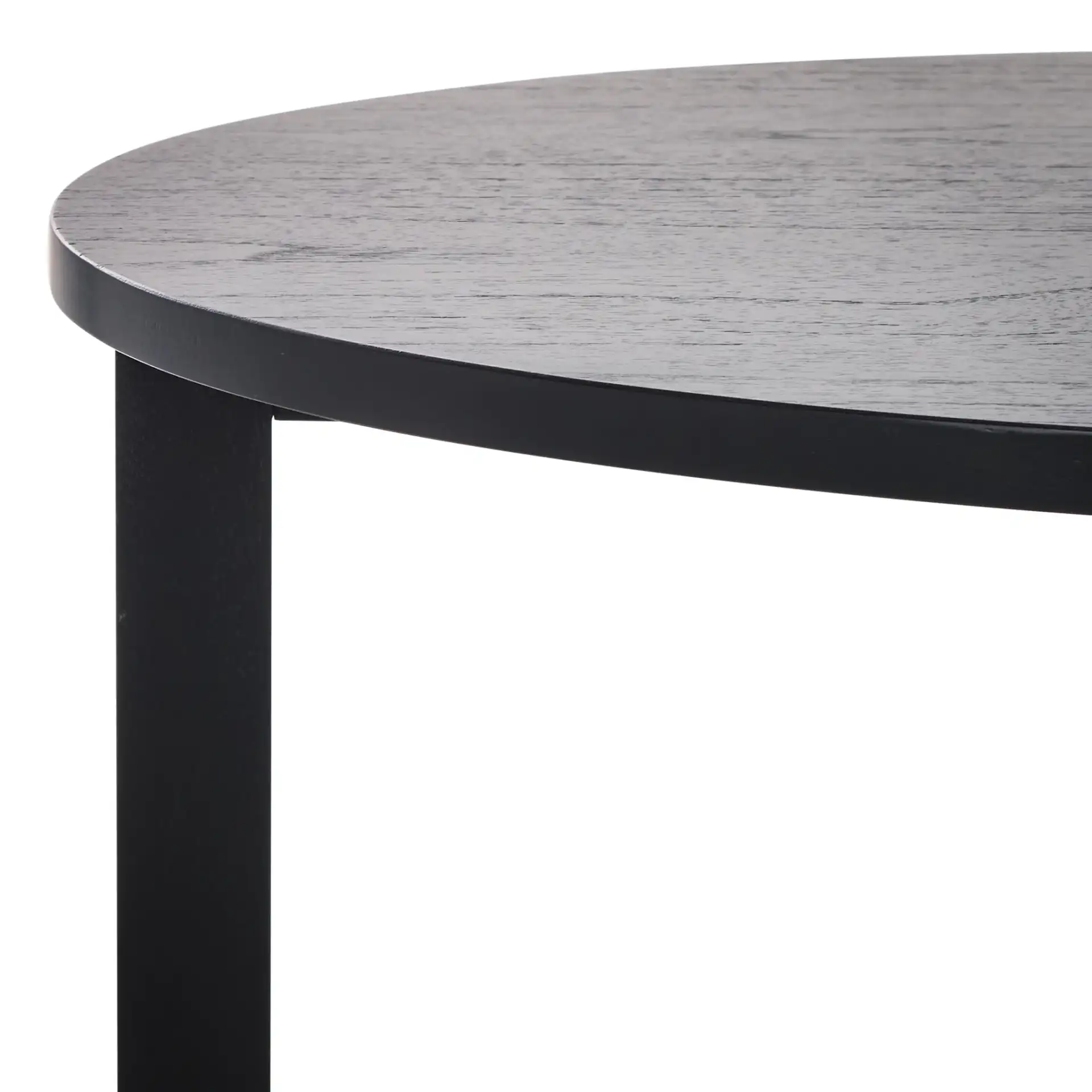 Leonardi Round Wood Accent Table in Black in a styled room