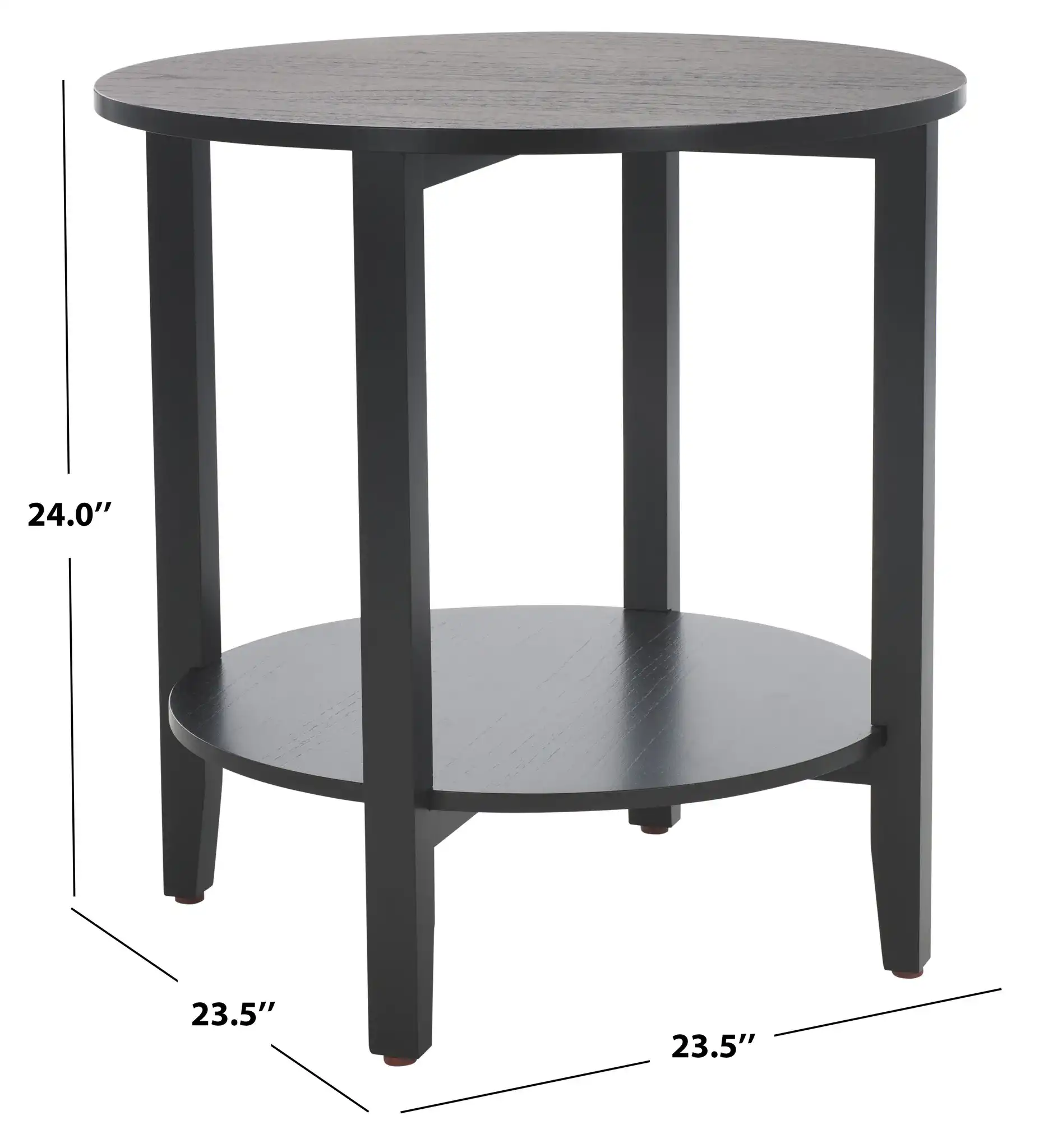 Leonardi Round Wood Accent Table in Black, detail view
