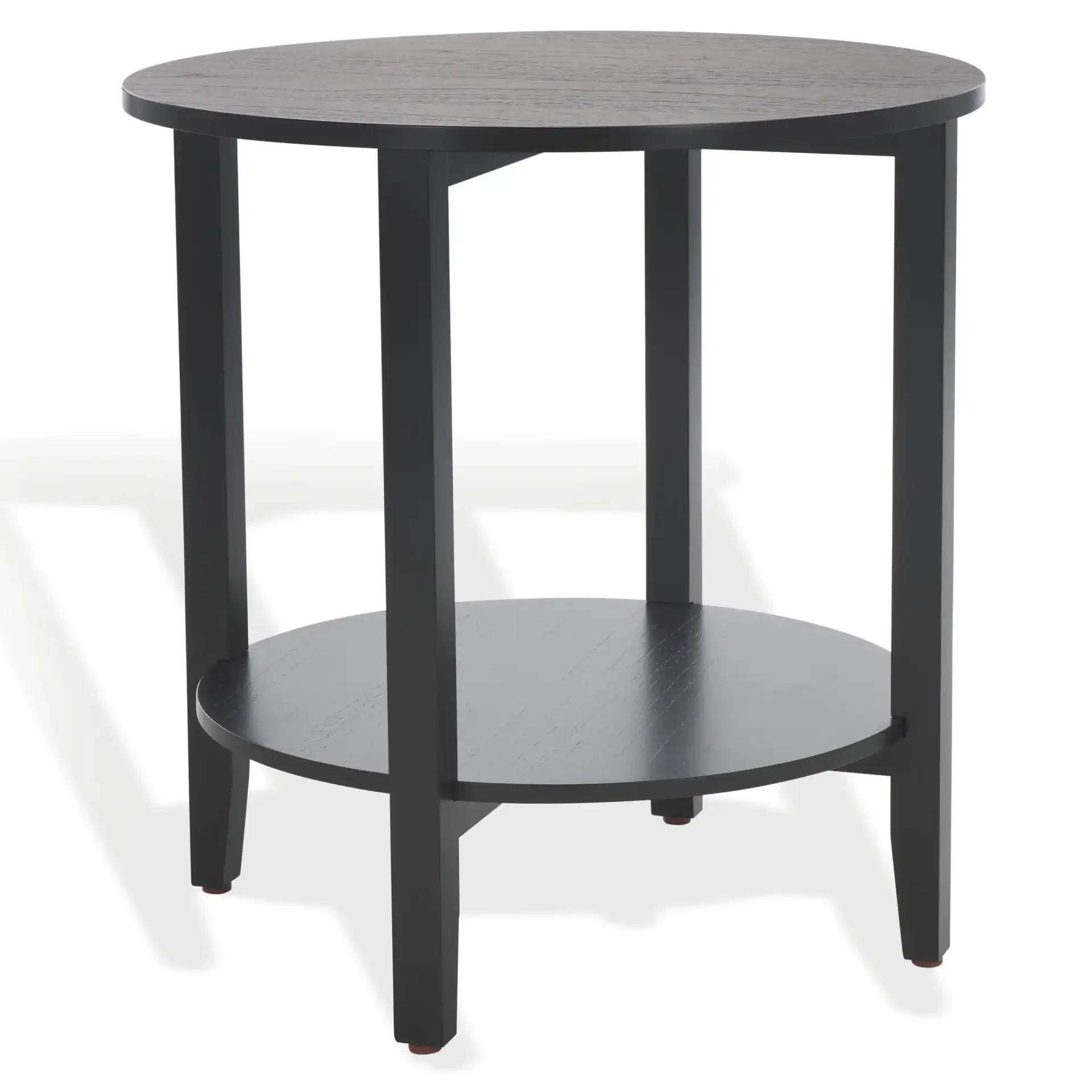 Leonardi Round Wood Accent Table in Black, detail view