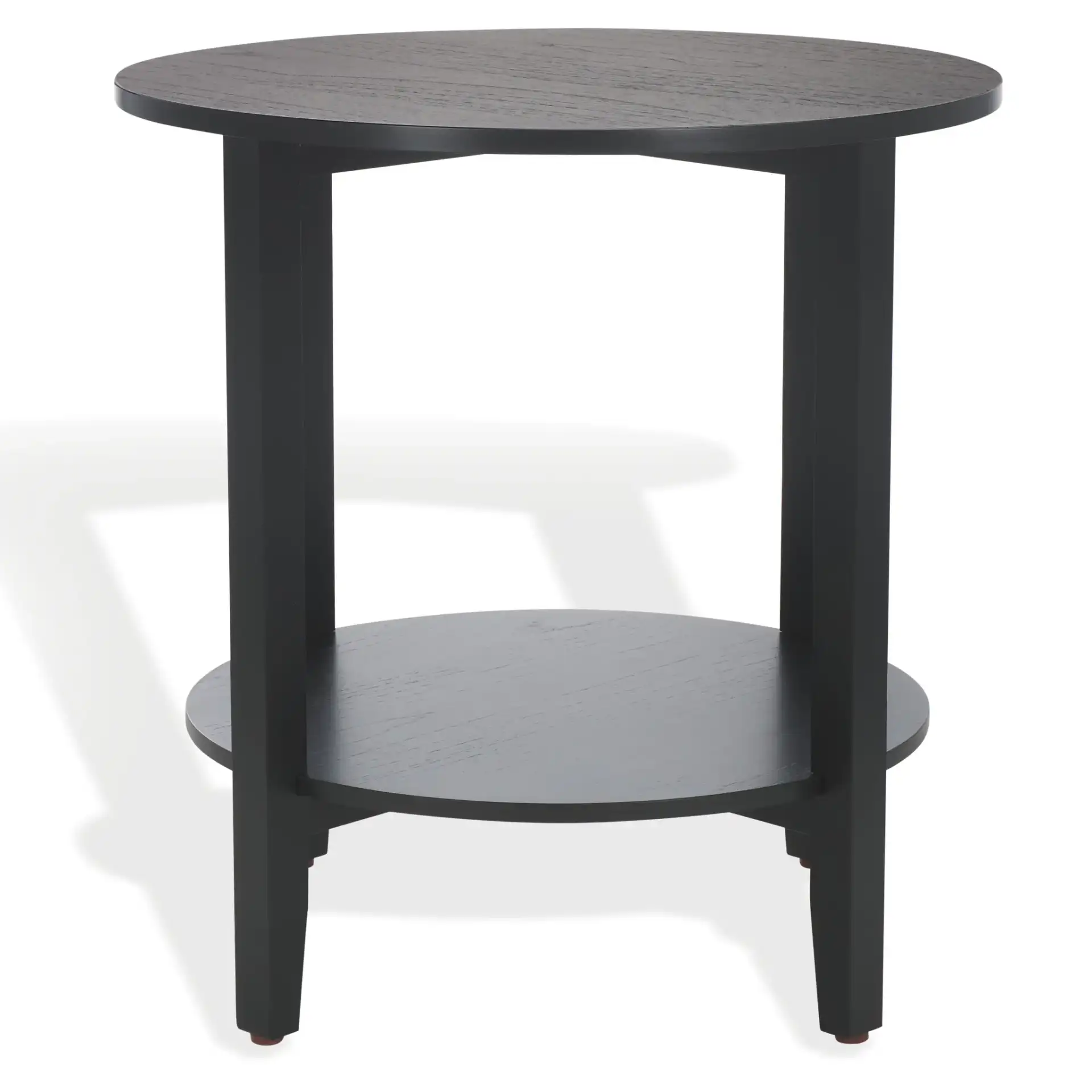 Leonardi Round Wood Accent Table in Black, detail view