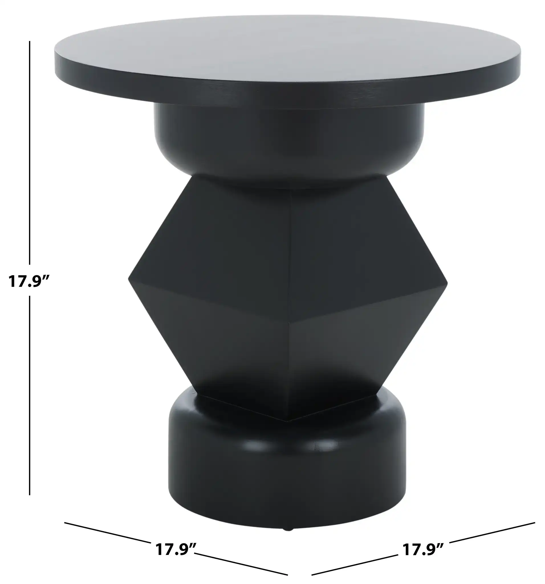 Jaymee Round Wood Accent Table in Black, detail view