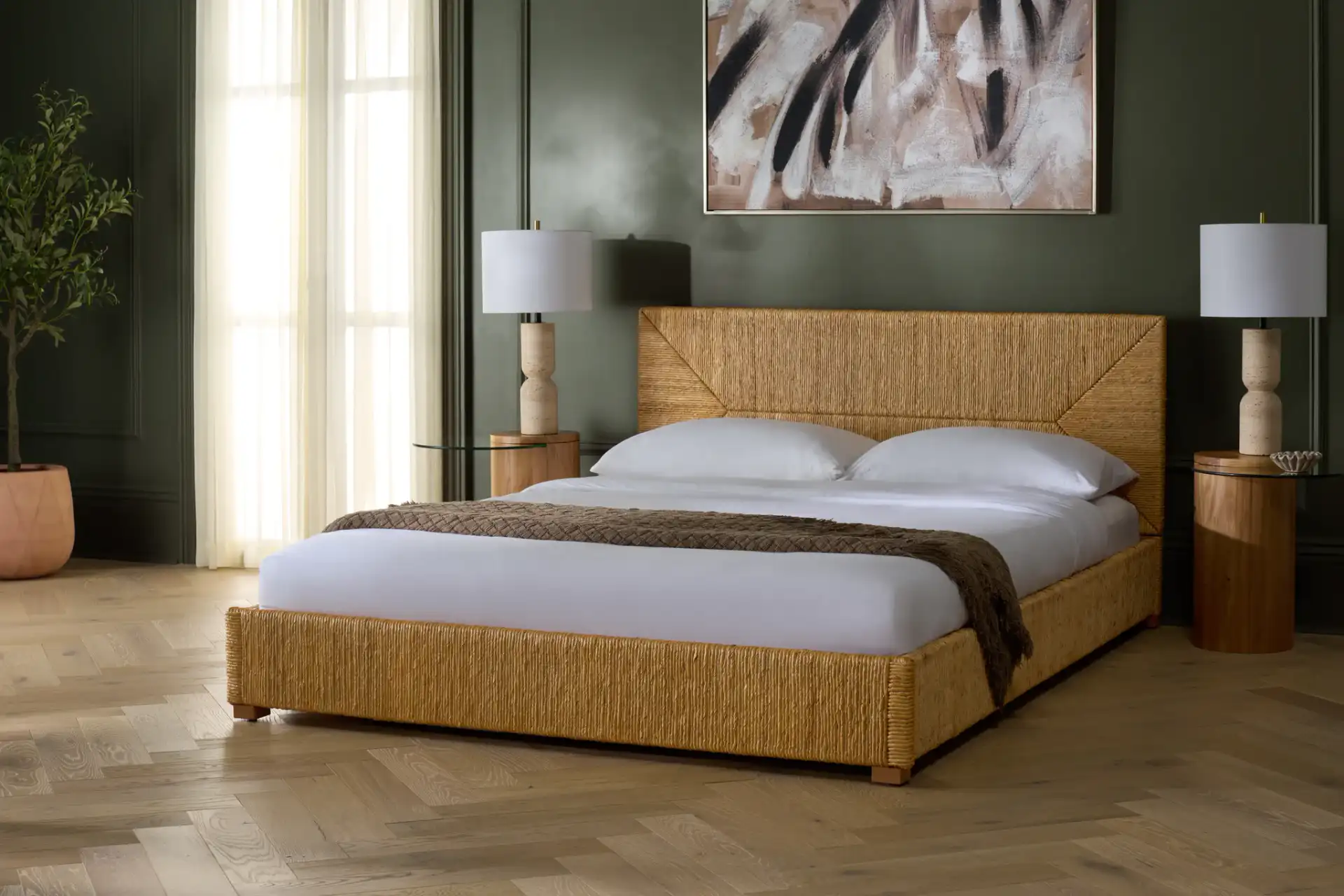Glenburg Banana Stem Bed in Natural in a styled room