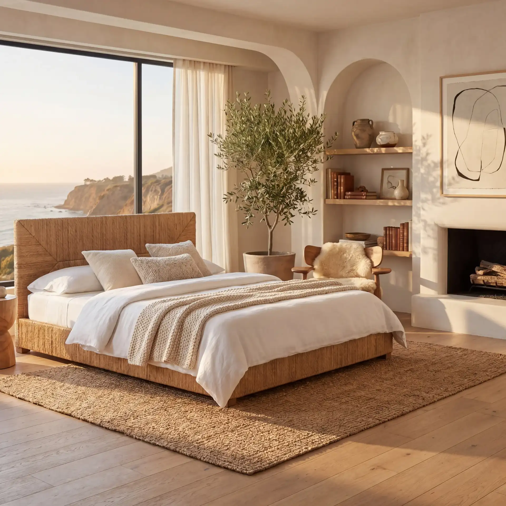 Glenburg Banana Stem Bed in Natural in a styled room