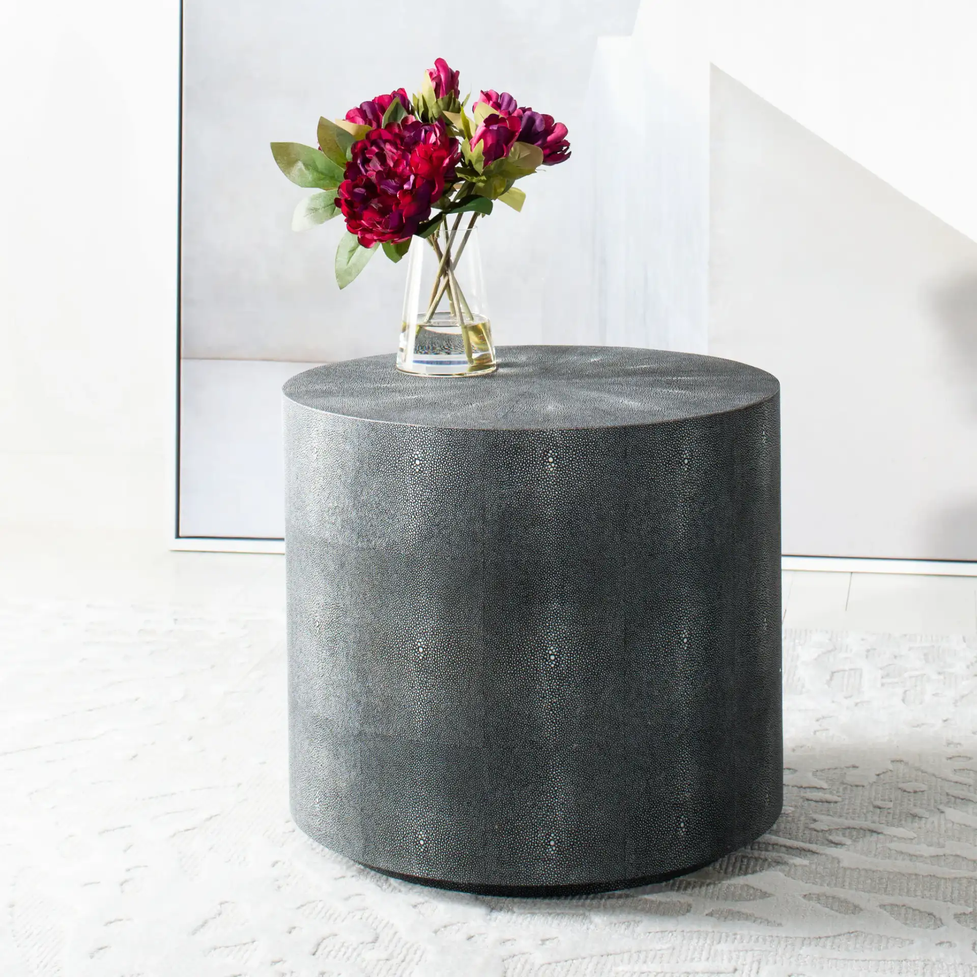 Diesel End Table in Black in a styled room