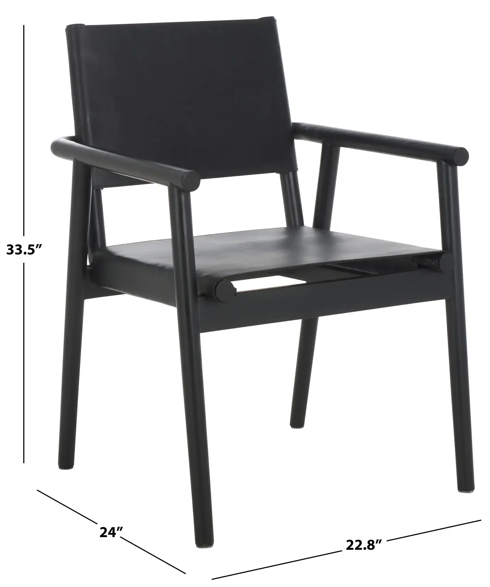 Hutson Leather Dining Chair in Tan / Natural, detail view