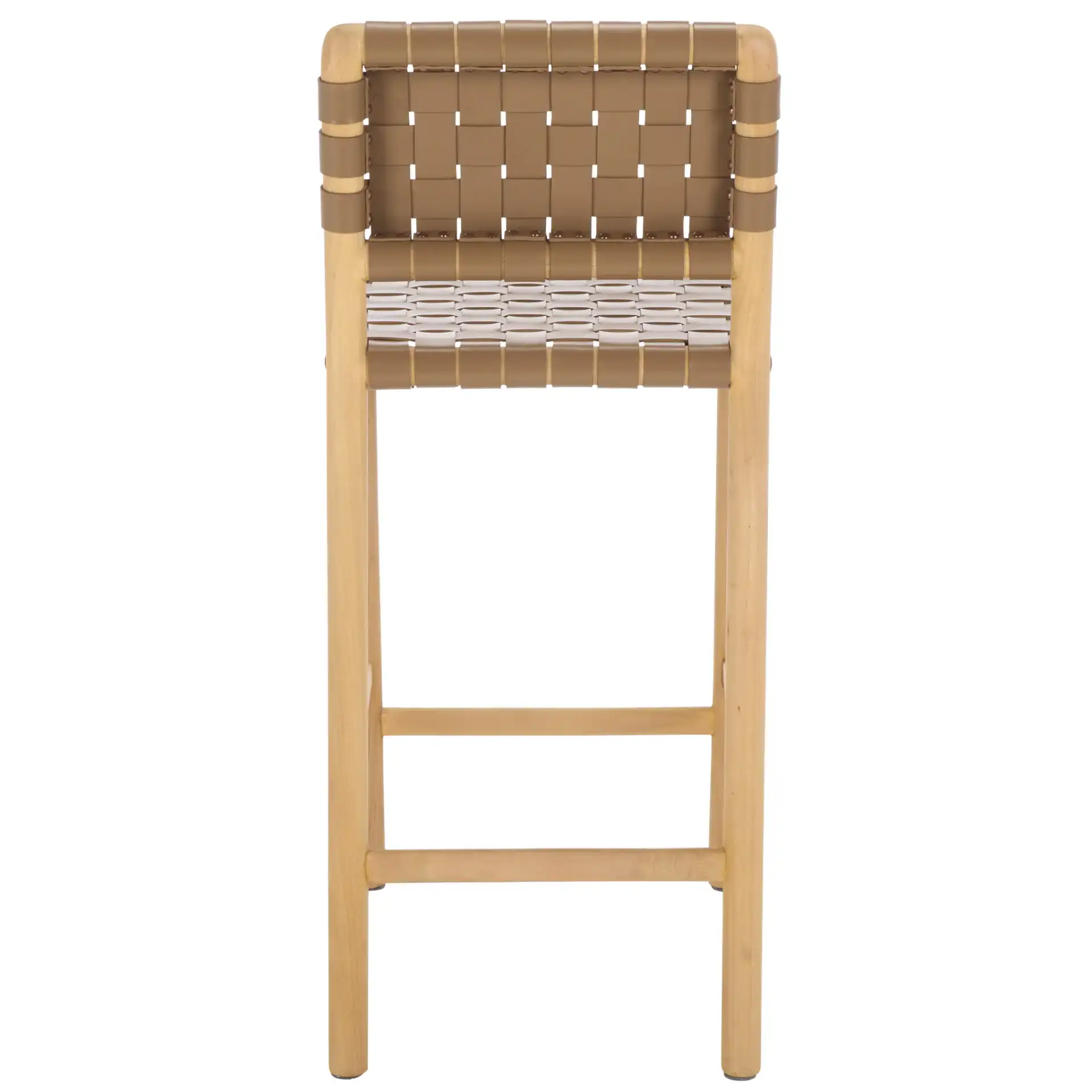 Jeremiah Woven Leather Counter Stool in Brown / Natural, detail view