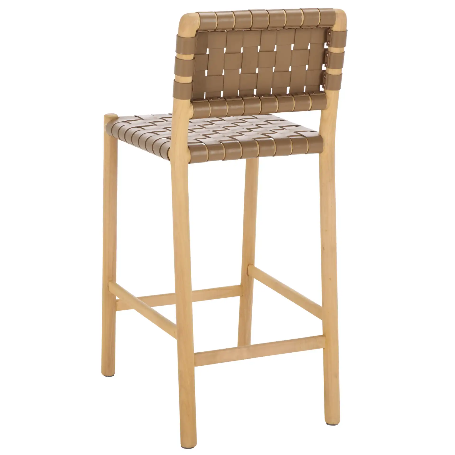 Jeremiah Woven Leather Counter Stool in Brown / Natural, detail view