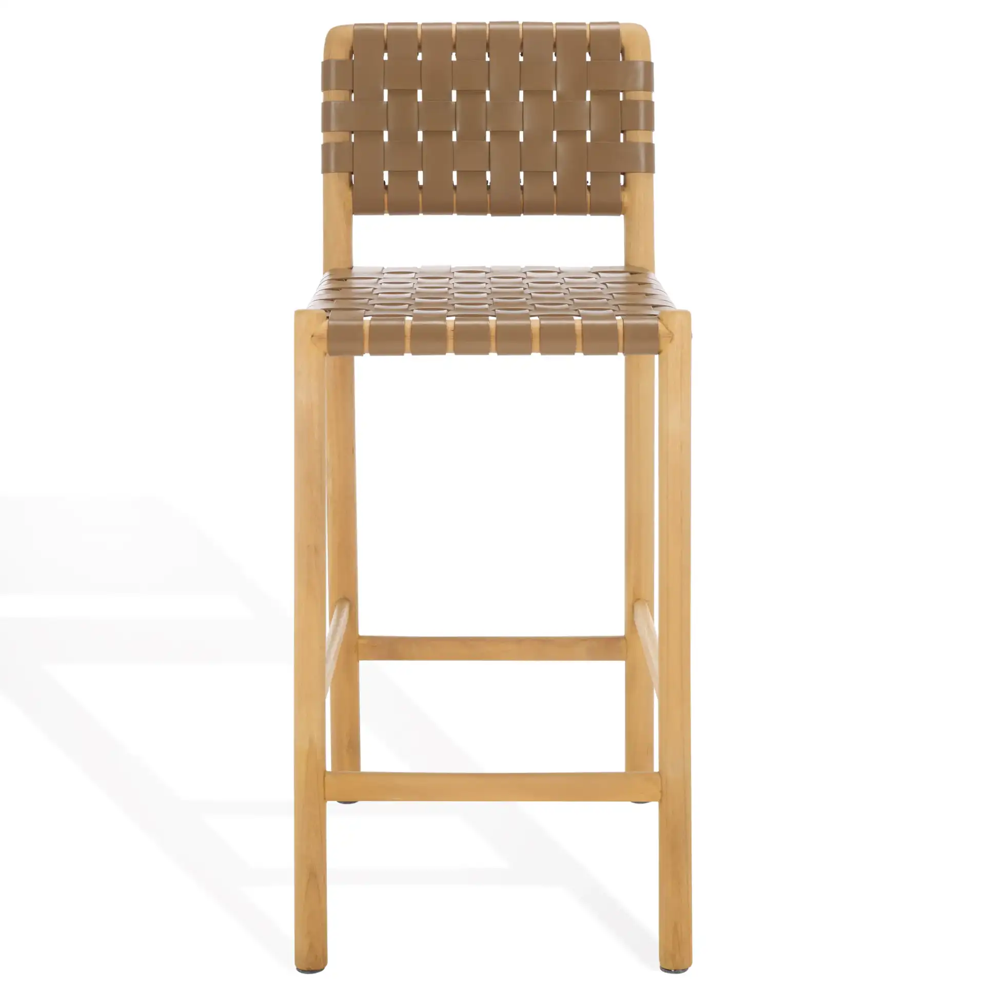 Jeremiah Woven Leather Counter Stool in Brown / Natural, detail view