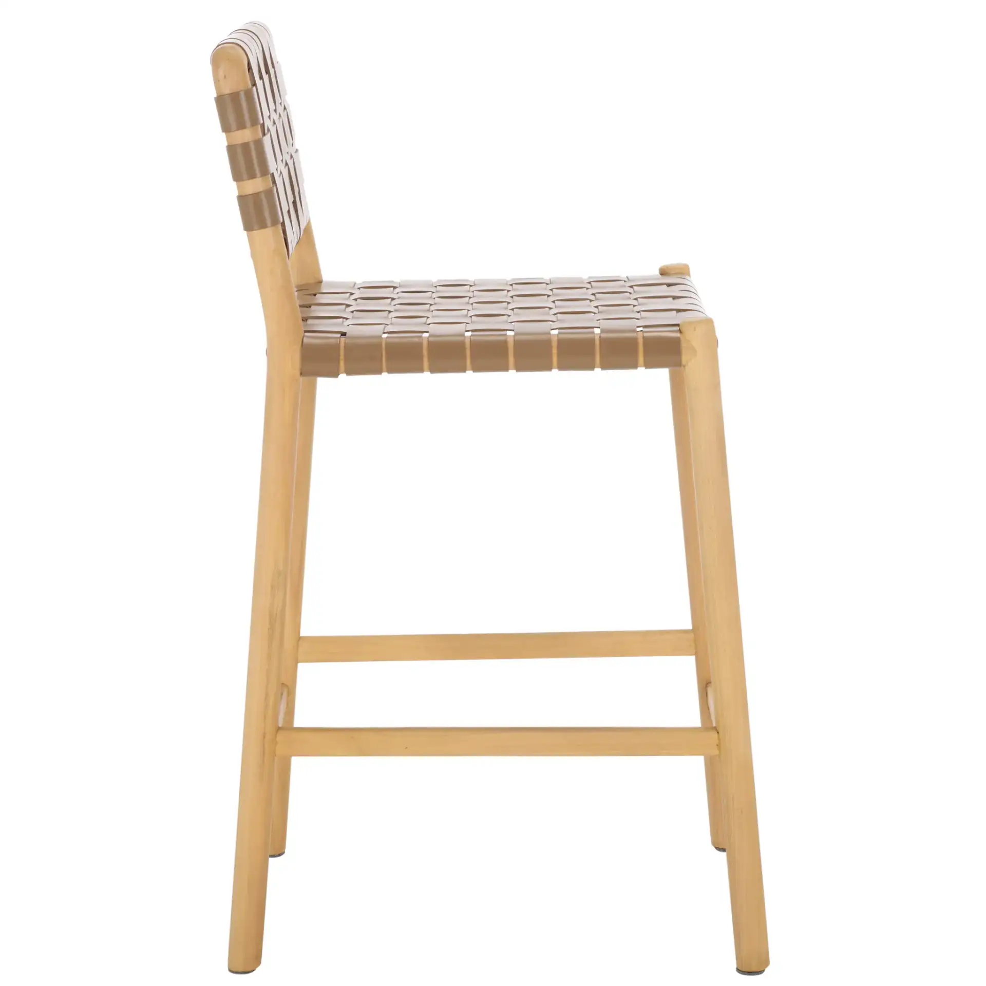 Jeremiah Woven Leather Counter Stool in Brown / Natural, detail view