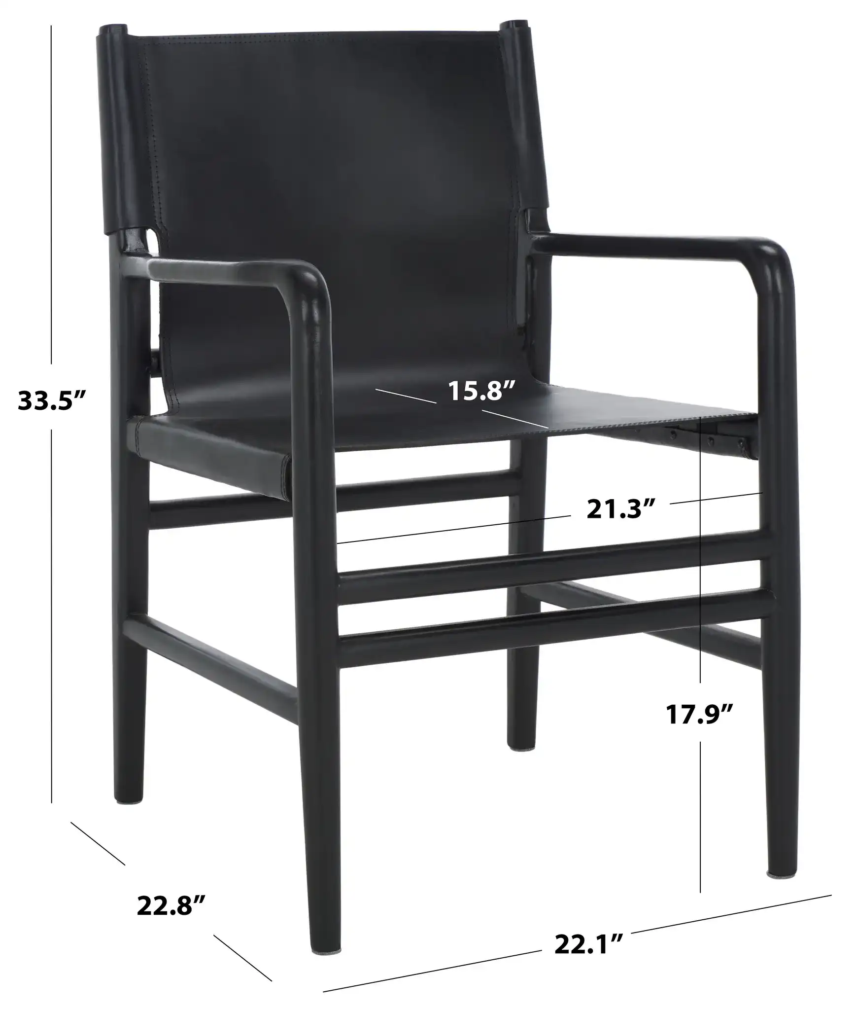 Cassaphina Leather Arm Chair in Black, detail view