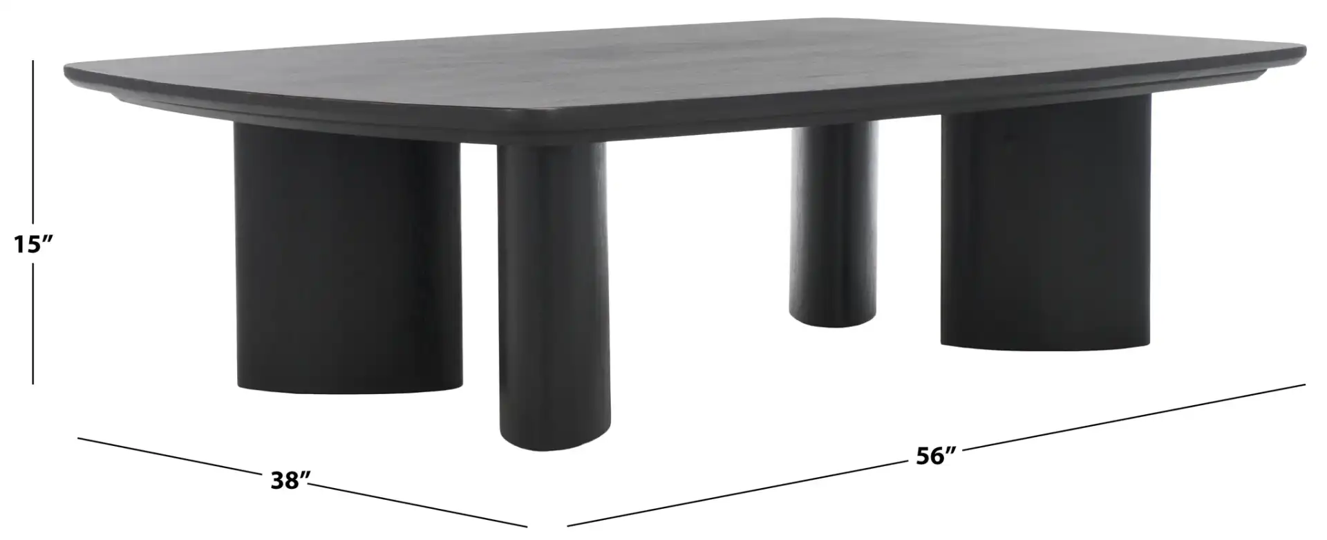 Barnard Rectangle Wood Coffee Table in Black, detail view
