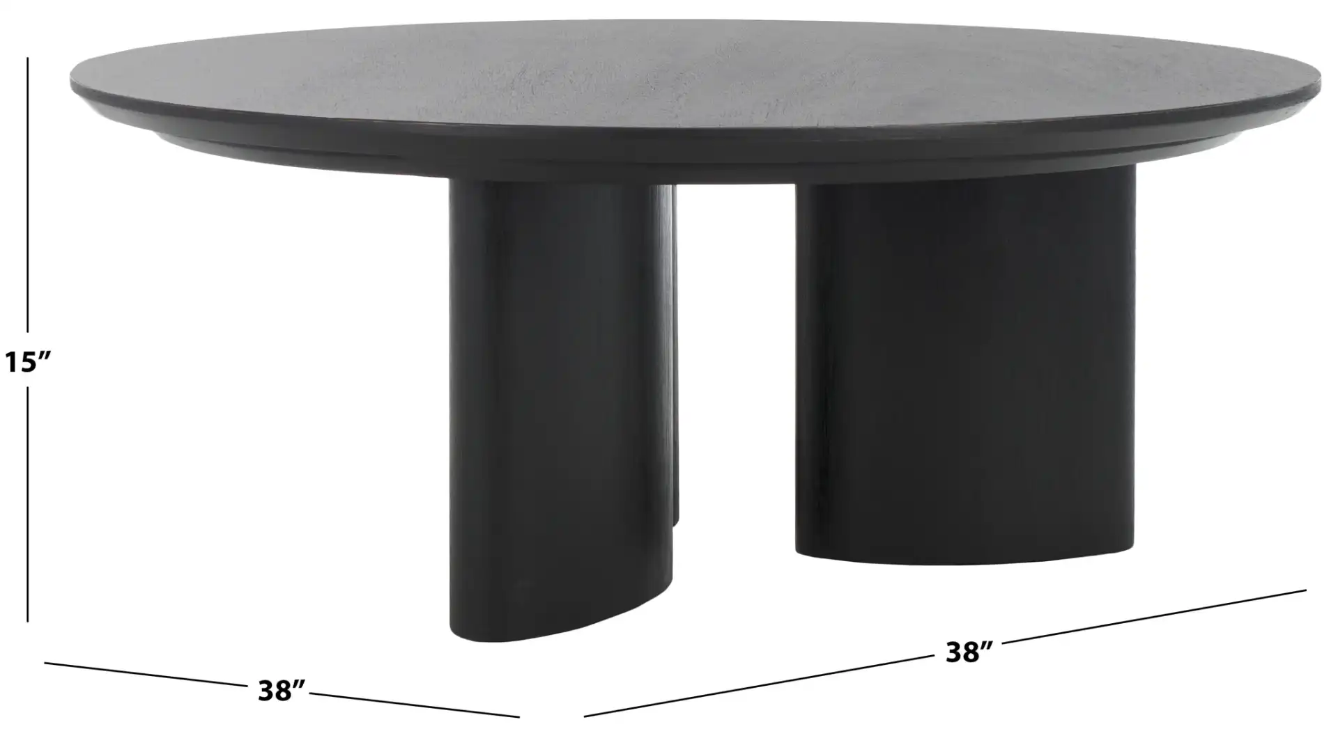 Barnard Round Wood Coffee Table in Black, detail view