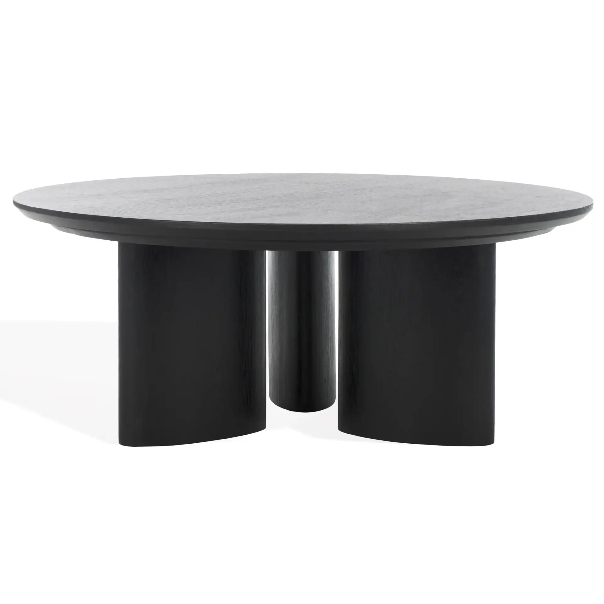 Barnard Round Wood Coffee Table in Black, detail view