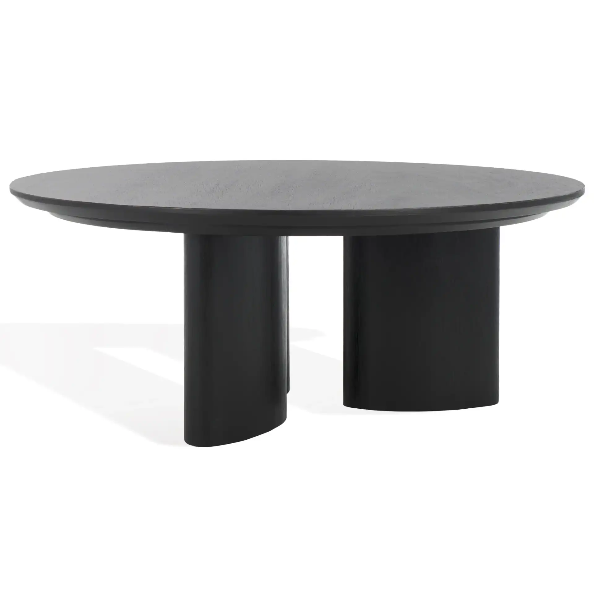 Barnard Round Wood Coffee Table in Black, detail view