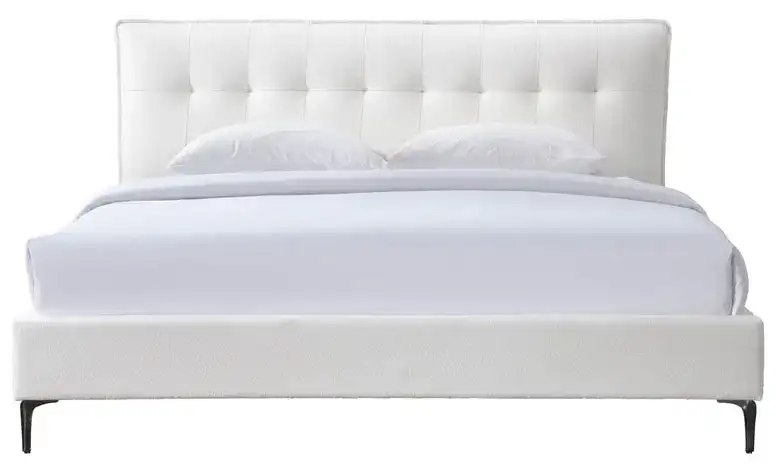 Rexsie Tufted Headboard Bed in Dark Gray / Black