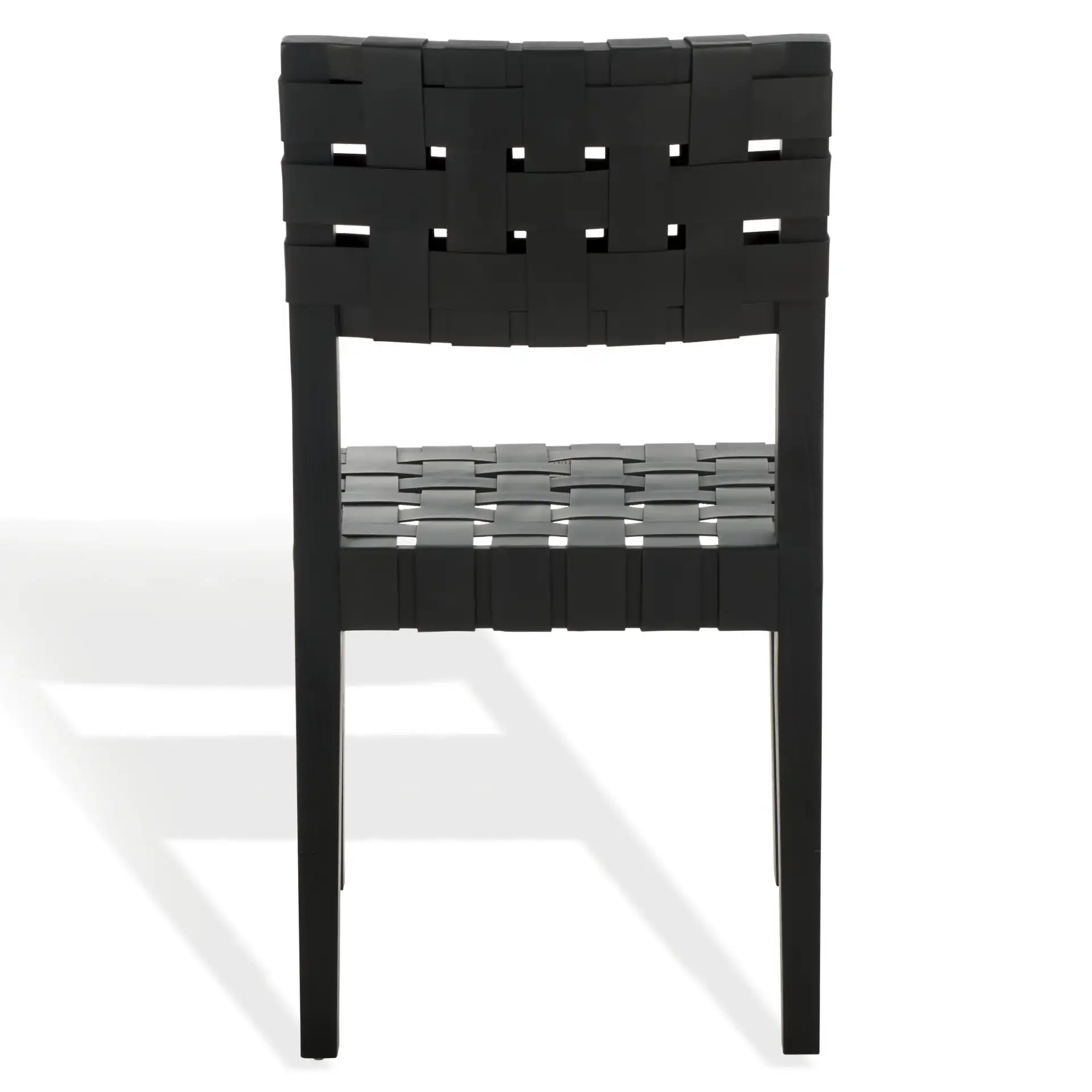 Bette Woven Leather Dining Chair (Set of 2) in Black, detail view