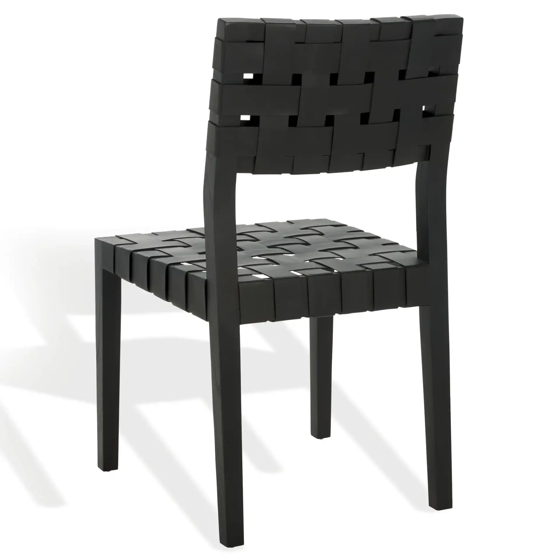 Bette Woven Leather Dining Chair (Set of 2) in Black, detail view